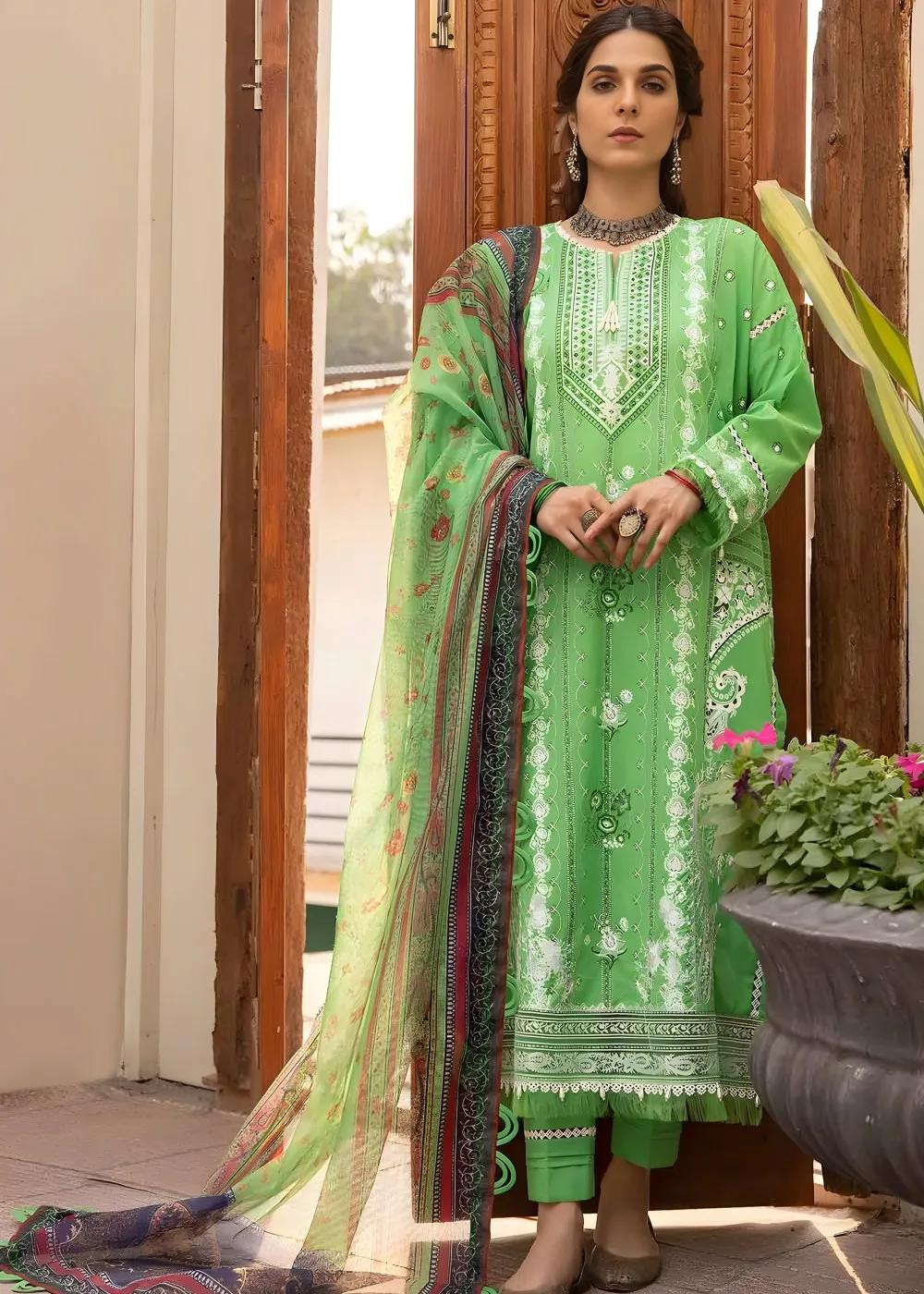 Gul Ahmed 3-Piece Lacquer Printed Lawn Unstitched Suit with Khaddi Net Dupatta and organza on neckline CN-32017
