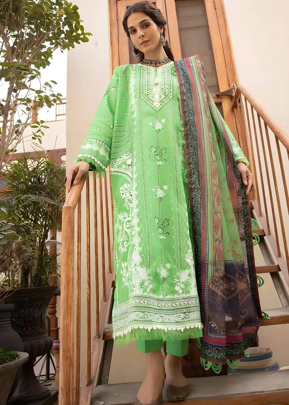 Gul Ahmed 3-Piece Lacquer Printed Lawn Unstitched Suit with Khaddi Net Dupatta and organza on neckline CN-32017