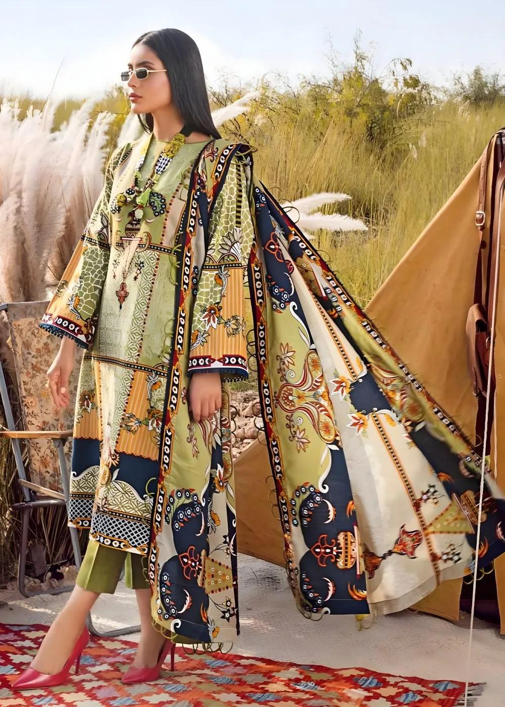 Gul Ahmed 3-Piece Printed Khaddar Shirt with Printed Pashmina Dupatta Unstitched Suit AP-12068
