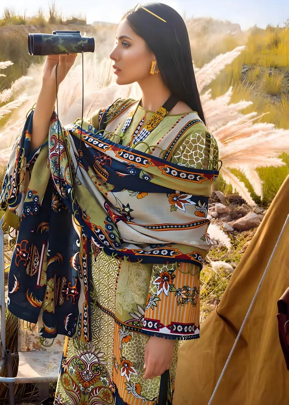 Gul Ahmed 3-Piece Printed Khaddar Shirt with Printed Pashmina Dupatta Unstitched Suit AP-12068