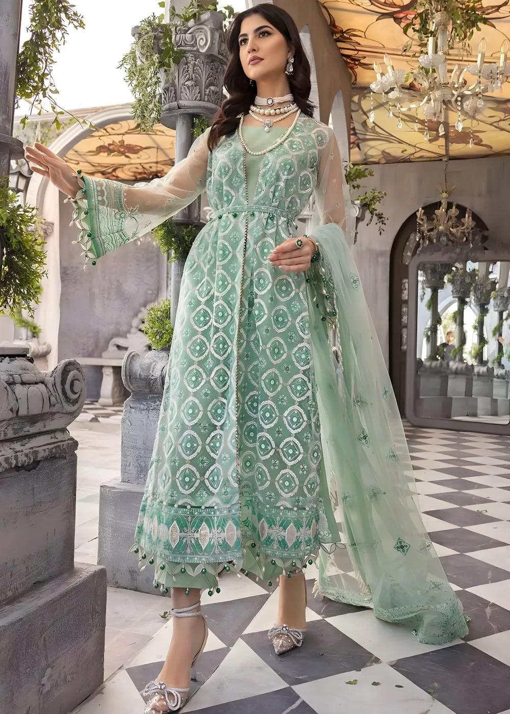 Gul Ahmed 3-Piece Sequins Embroidered Net Unstitched Suit with Sequins Embroidered Net Dupatta FE-32081