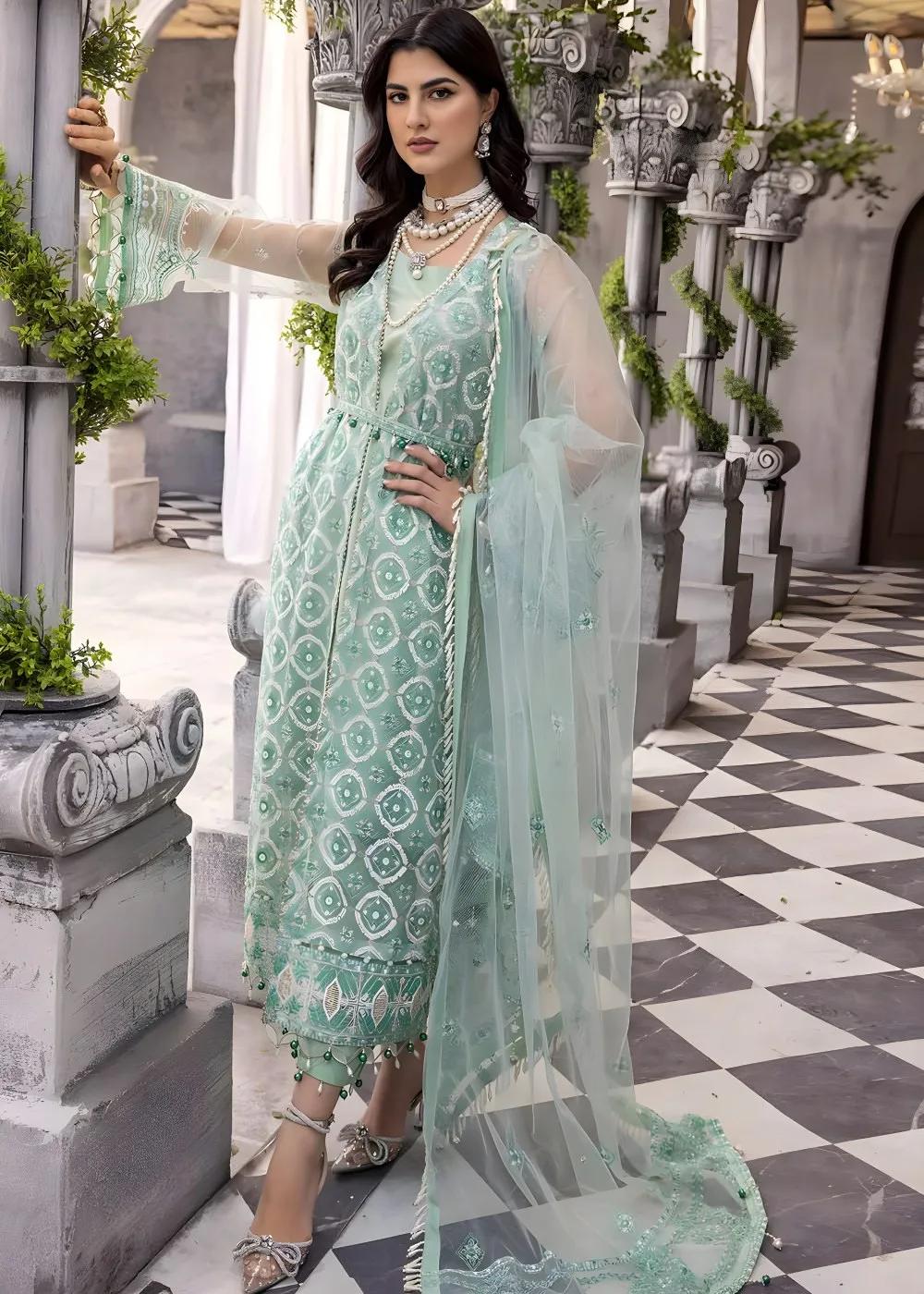 Gul Ahmed 3-Piece Sequins Embroidered Net Unstitched Suit with Sequins Embroidered Net Dupatta FE-32081
