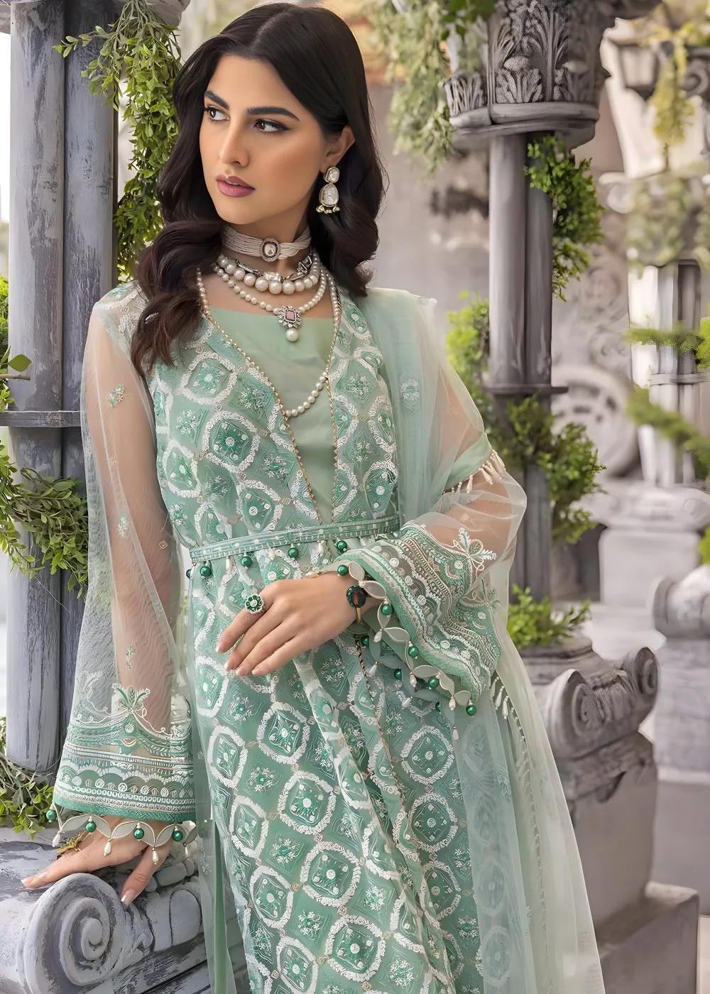 Gul Ahmed 3-Piece Sequins Embroidered Net Unstitched Suit with Sequins Embroidered Net Dupatta FE-32081
