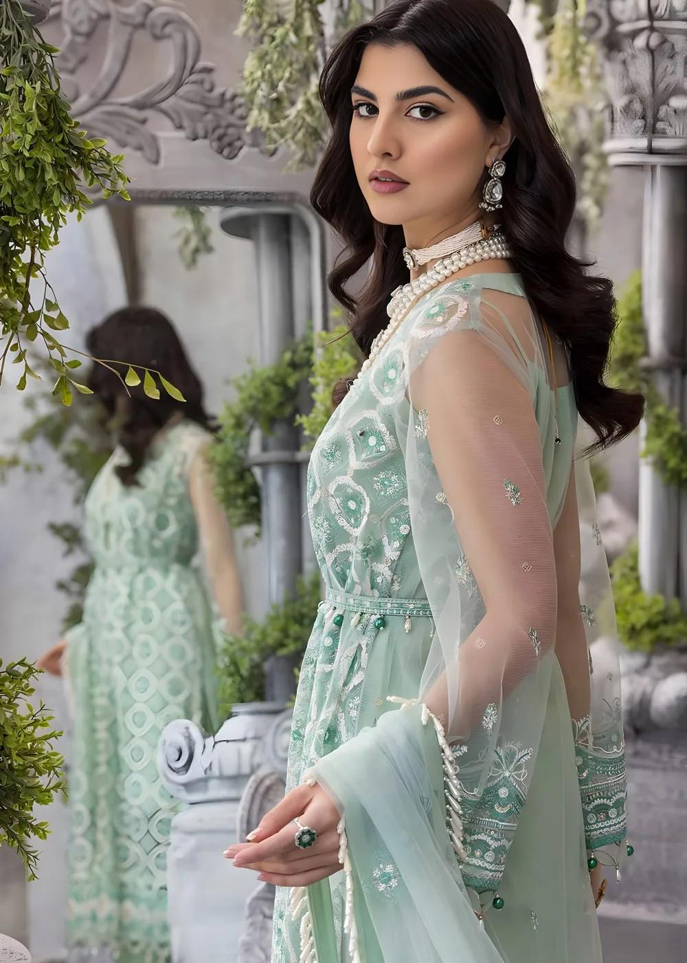 Gul Ahmed 3-Piece Sequins Embroidered Net Unstitched Suit with Sequins Embroidered Net Dupatta FE-32081