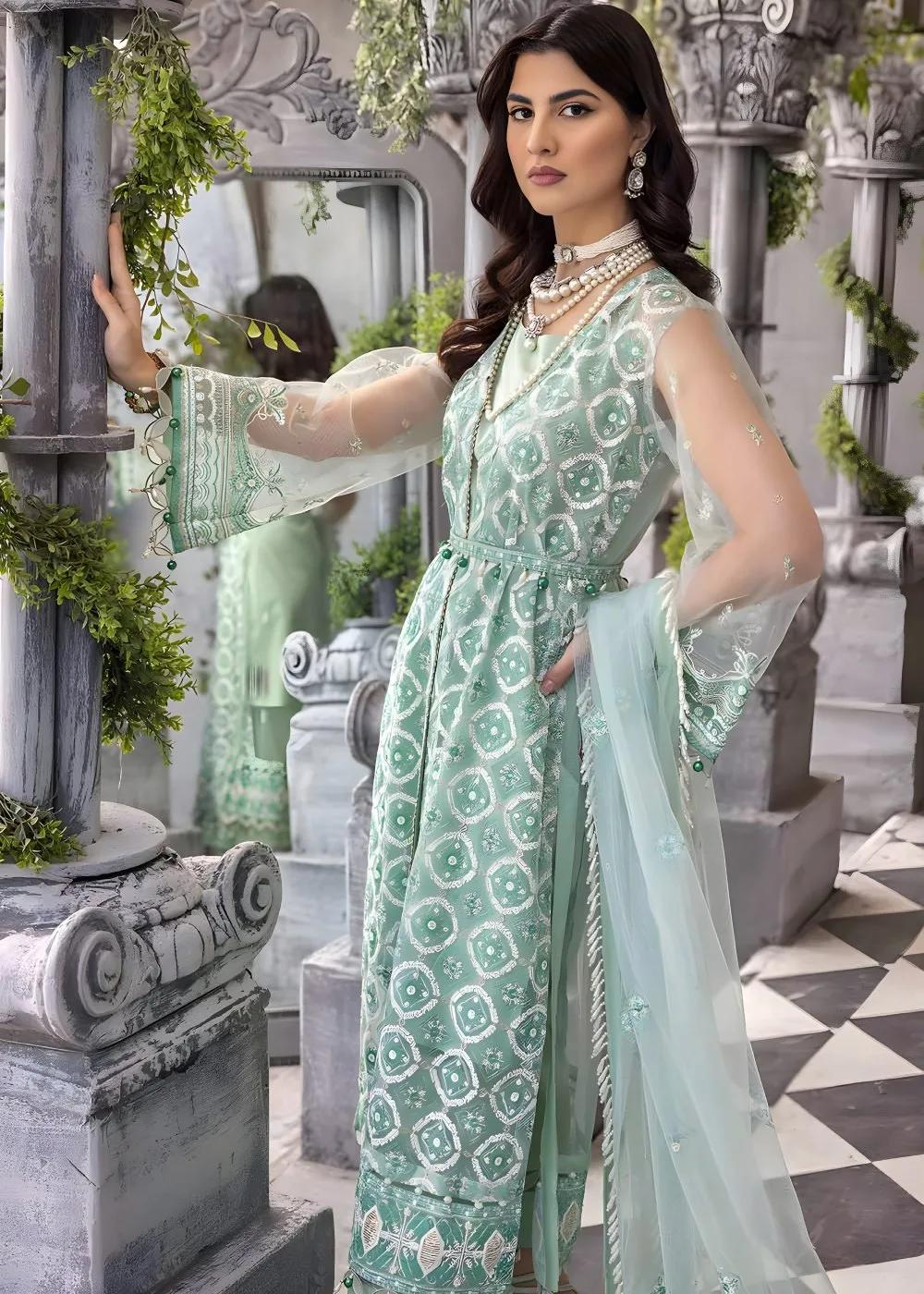 Gul Ahmed 3-Piece Sequins Embroidered Net Unstitched Suit with Sequins Embroidered Net Dupatta FE-32081