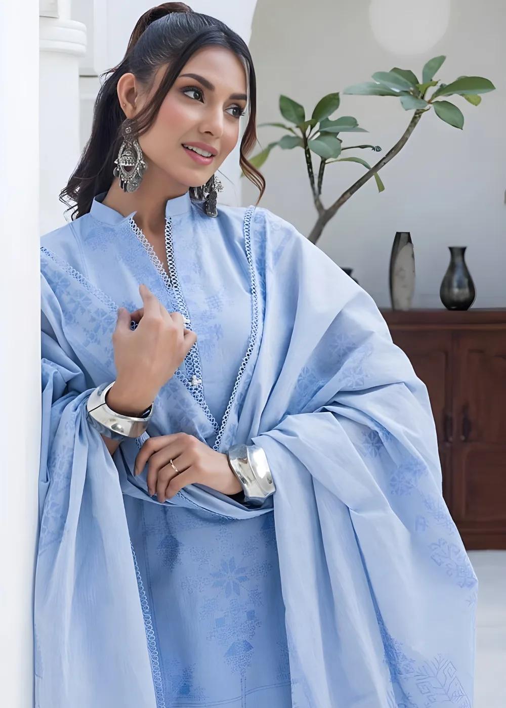 Gul Ahmed 3-Piece Unstitched Chambray Jacquard Shirt with Chambray Jacquard Dupatta MJ-42008