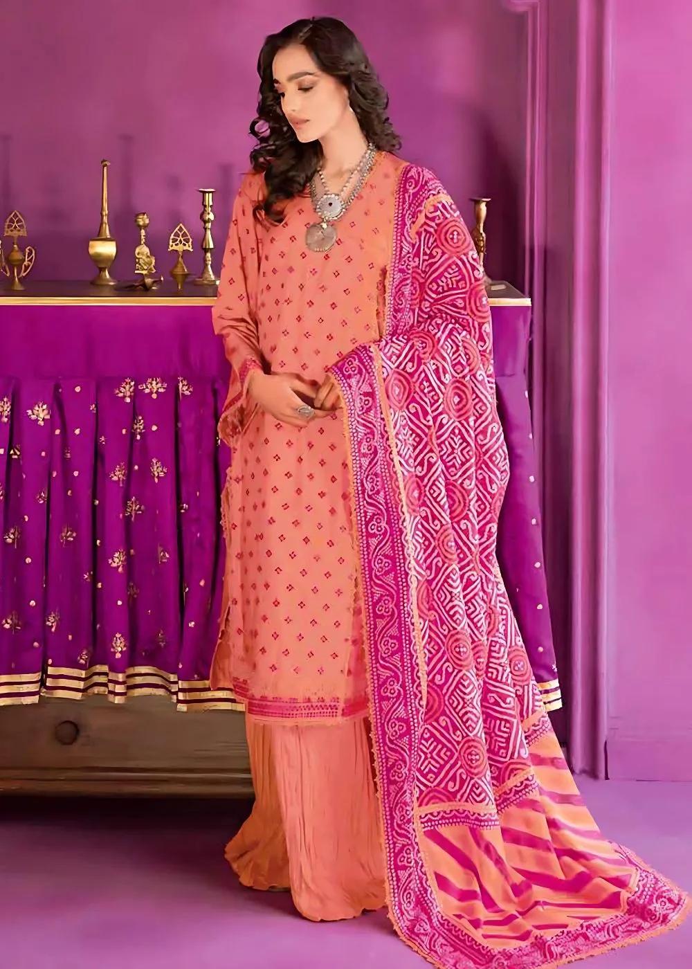 Gul Ahmed 3-Piece Unstitched Embroidered Chunri Lawn Shirt with Printed Lawn Dupatta CL-32162