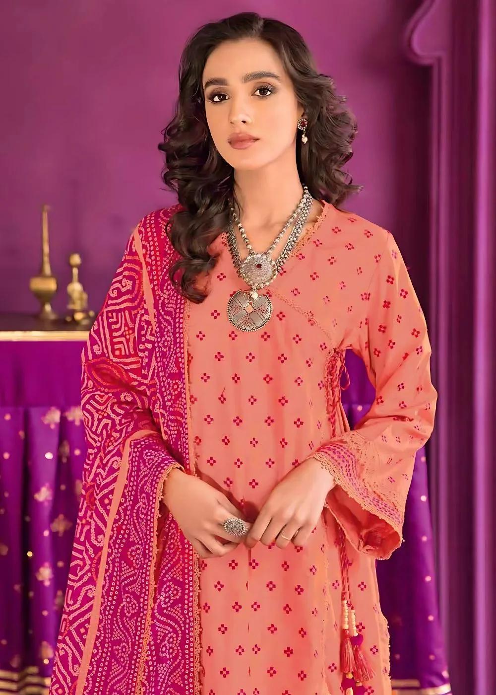 Gul Ahmed 3-Piece Unstitched Embroidered Chunri Lawn Shirt with Printed Lawn Dupatta CL-32162