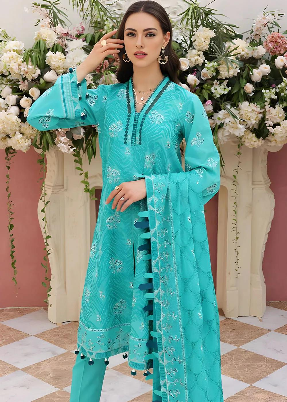 Gul Ahmed 3-Piece Unstitched Embroidered Lawn Shirt with Embroidered Denting Lawn Dupatta DN-32036