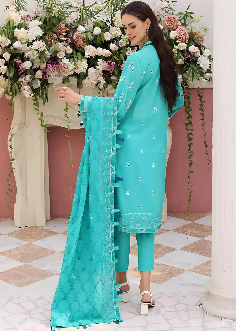 Gul Ahmed 3-Piece Unstitched Embroidered Lawn Shirt with Embroidered Denting Lawn Dupatta DN-32036