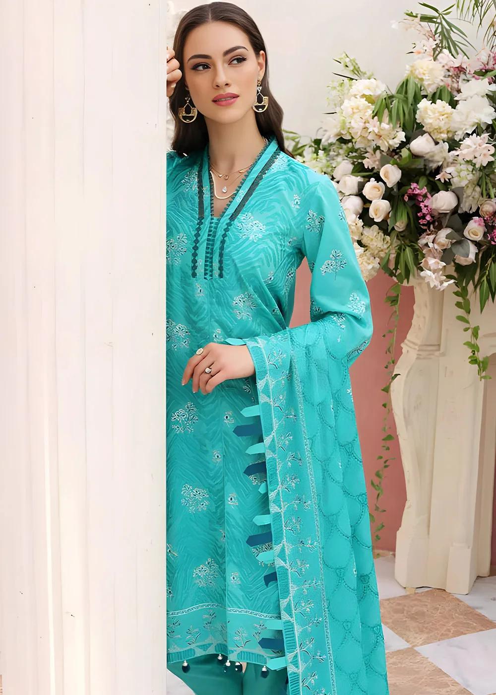 Gul Ahmed 3-Piece Unstitched Embroidered Lawn Shirt with Embroidered Denting Lawn Dupatta DN-32036
