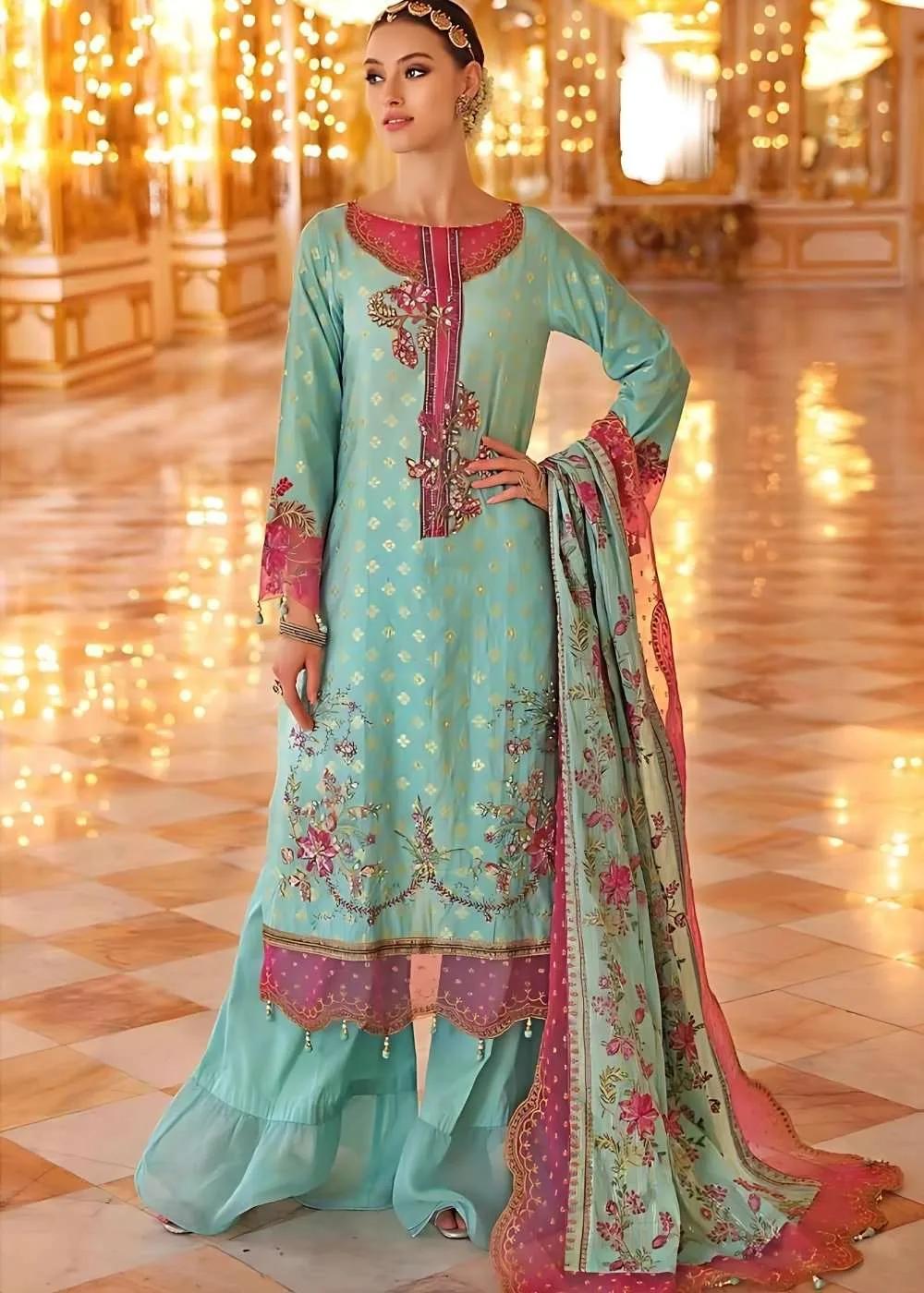Gul Ahmed 3-Piece Unstitched Jacquard Embroidered Suit with Jacquard Dupatta PRW-22002