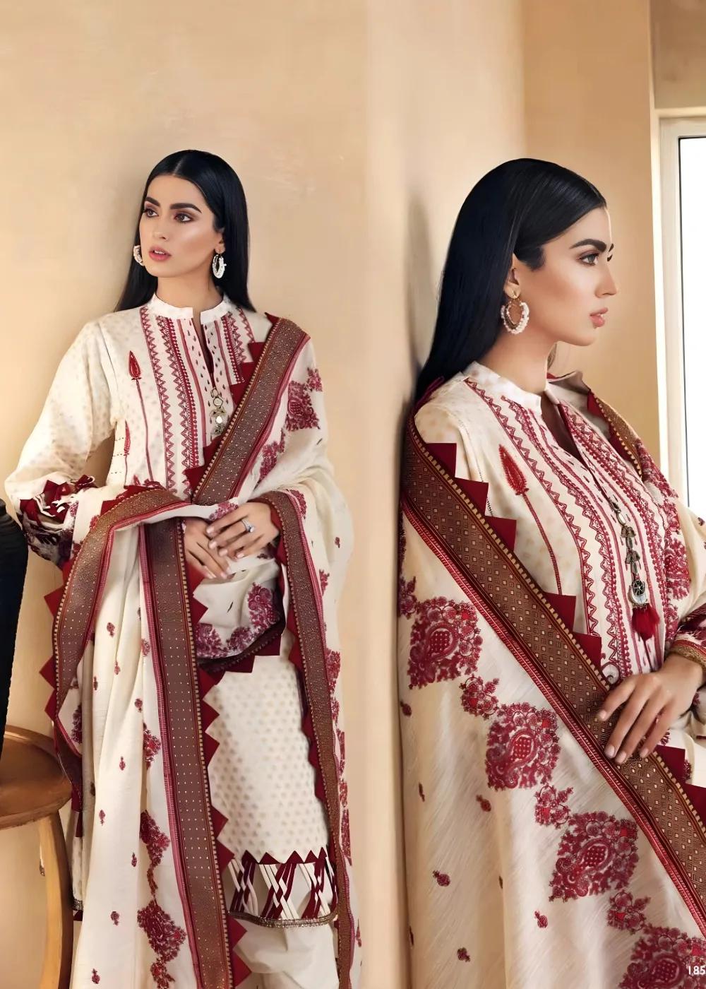 Gul Ahmed 3-Piece Unstitched Jacquard Embroidered Suit With Jacquard Lace Dobby Dupatta MJ-73