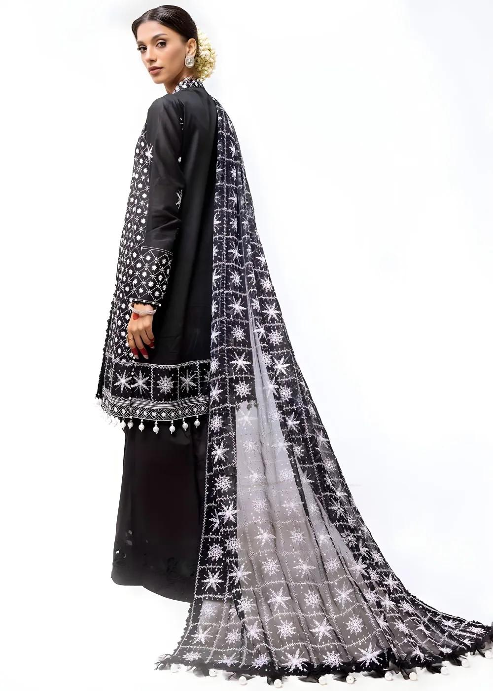 Gul Ahmed 3-Piece Unstitched Luxurious Embroidered Lawn Shirt with Embroidered Chiffon Dupatta FE-42089