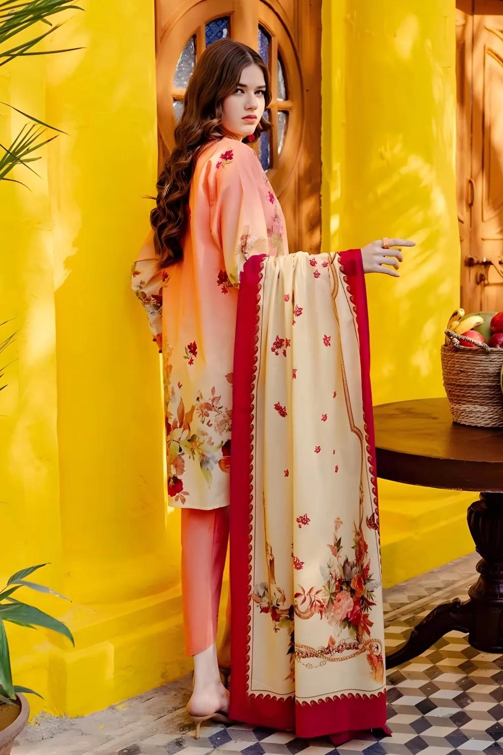 Gul Ahmed 3-Piece Unstitched Printed Lawn Shirt with Printed Lawn Dupatta CL-42026 A