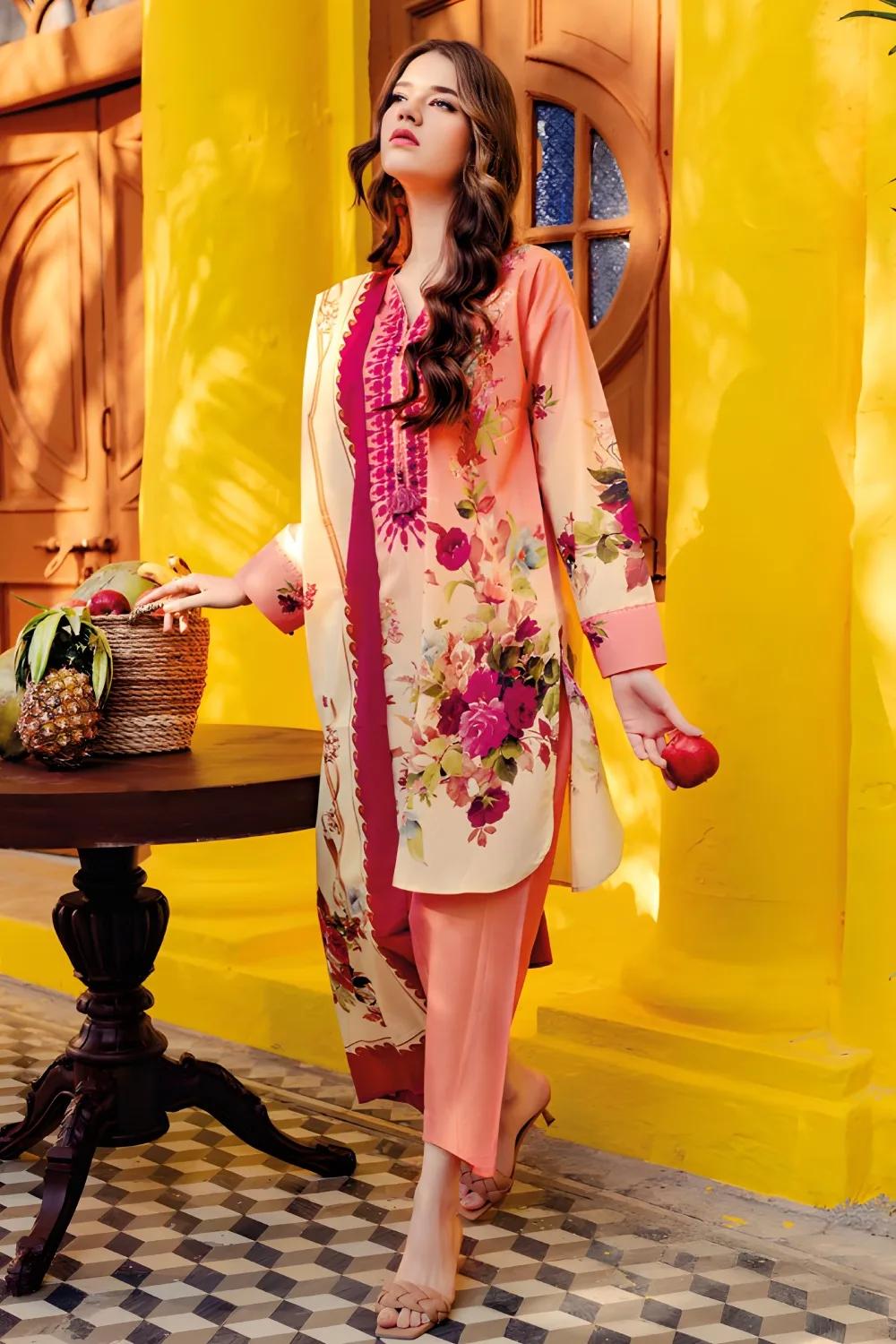 Gul Ahmed 3-Piece Unstitched Printed Lawn Shirt with Printed Lawn Dupatta CL-42026 A