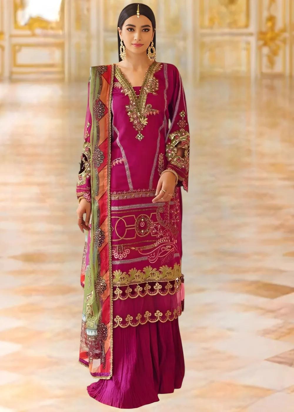 Gul Ahmed 3-Piece Unstitched Yarn Dyed Embroidered Cotton Silk Shirt with Digital Printed Tissue Silk Dupatta PRW-22007