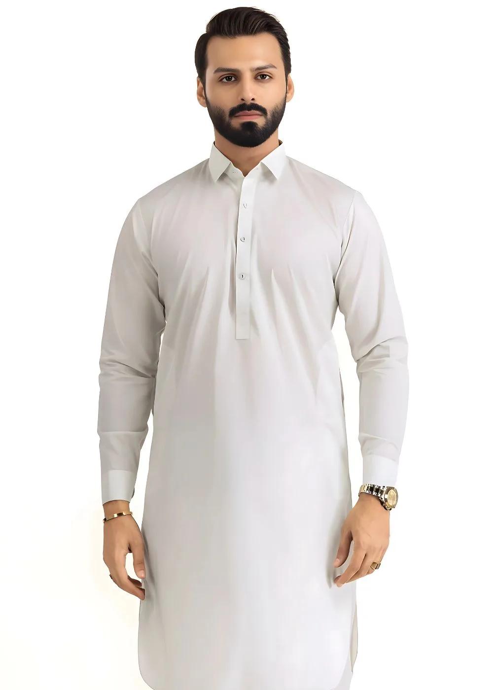Gul Ahmed Ash White Ambassador Wash & Wear Unstitched Fabric