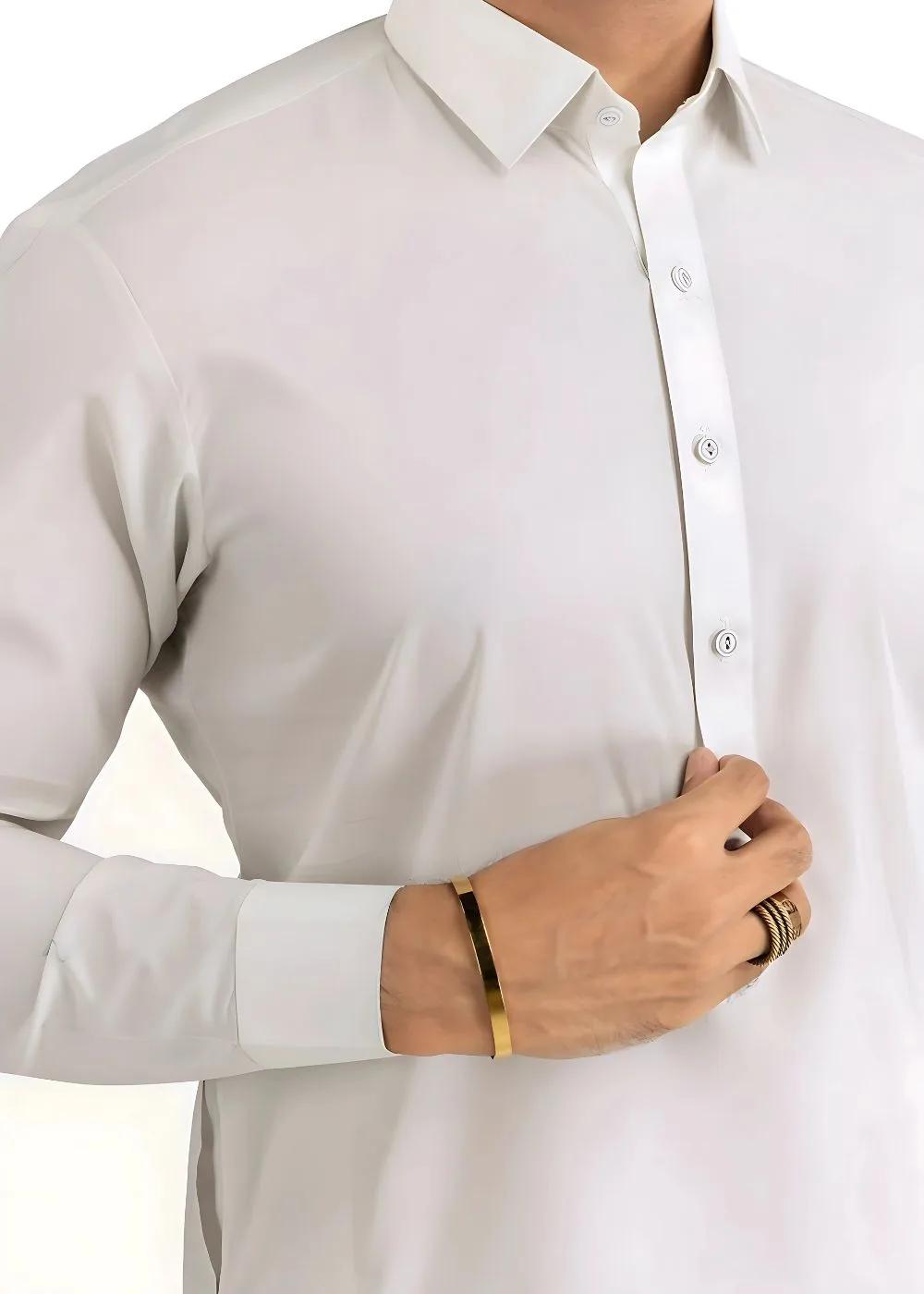 Gul Ahmed Ash White Ambassador Wash & Wear Unstitched Fabric