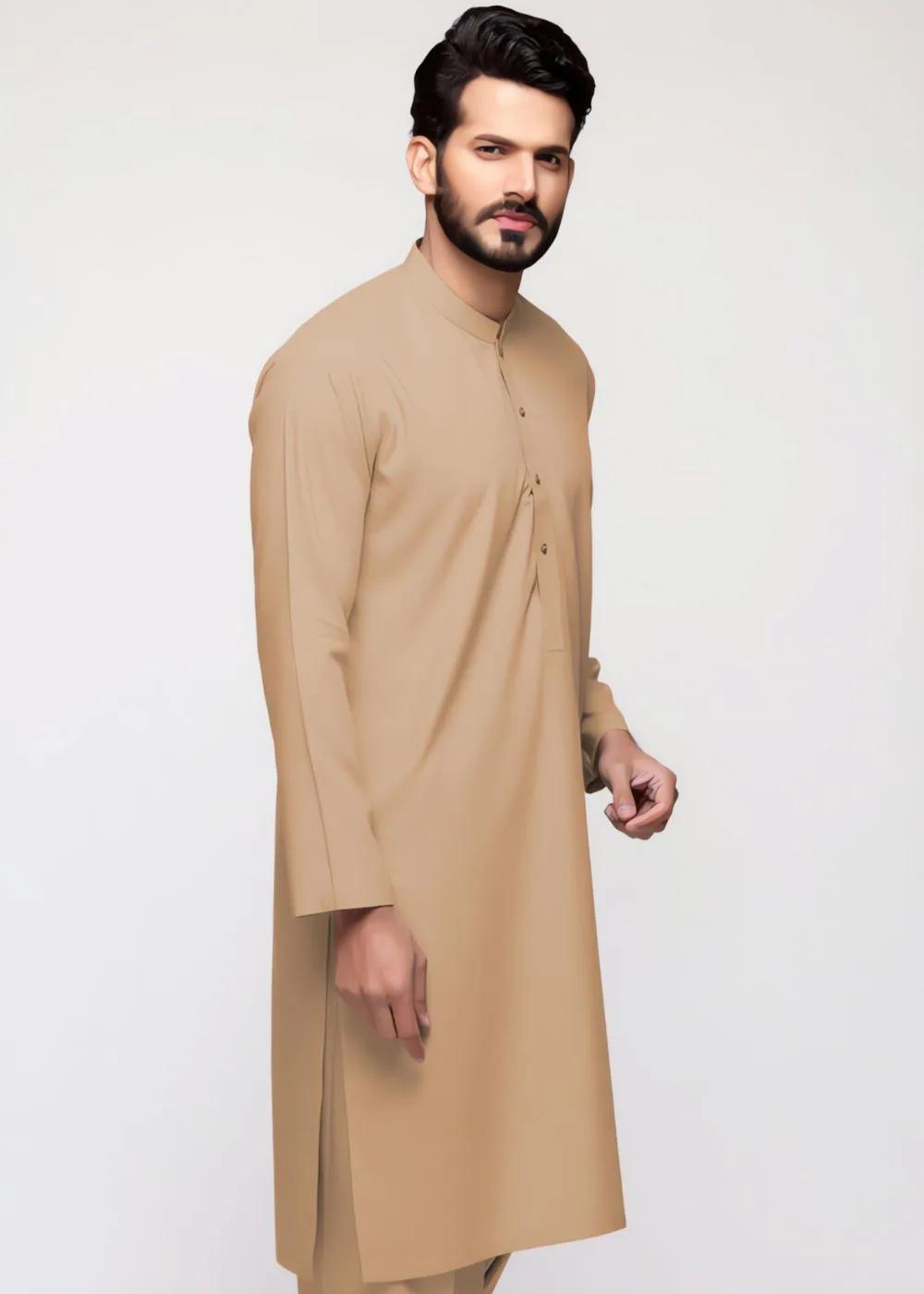 Gul Ahmed Biscuiti Brown Cotton Unstitched Fabric Gul Verossa Suit