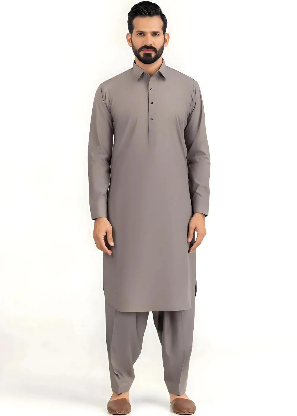 Gul Ahmed Brown Ambassador Wash & Wear Unstitched Fabric