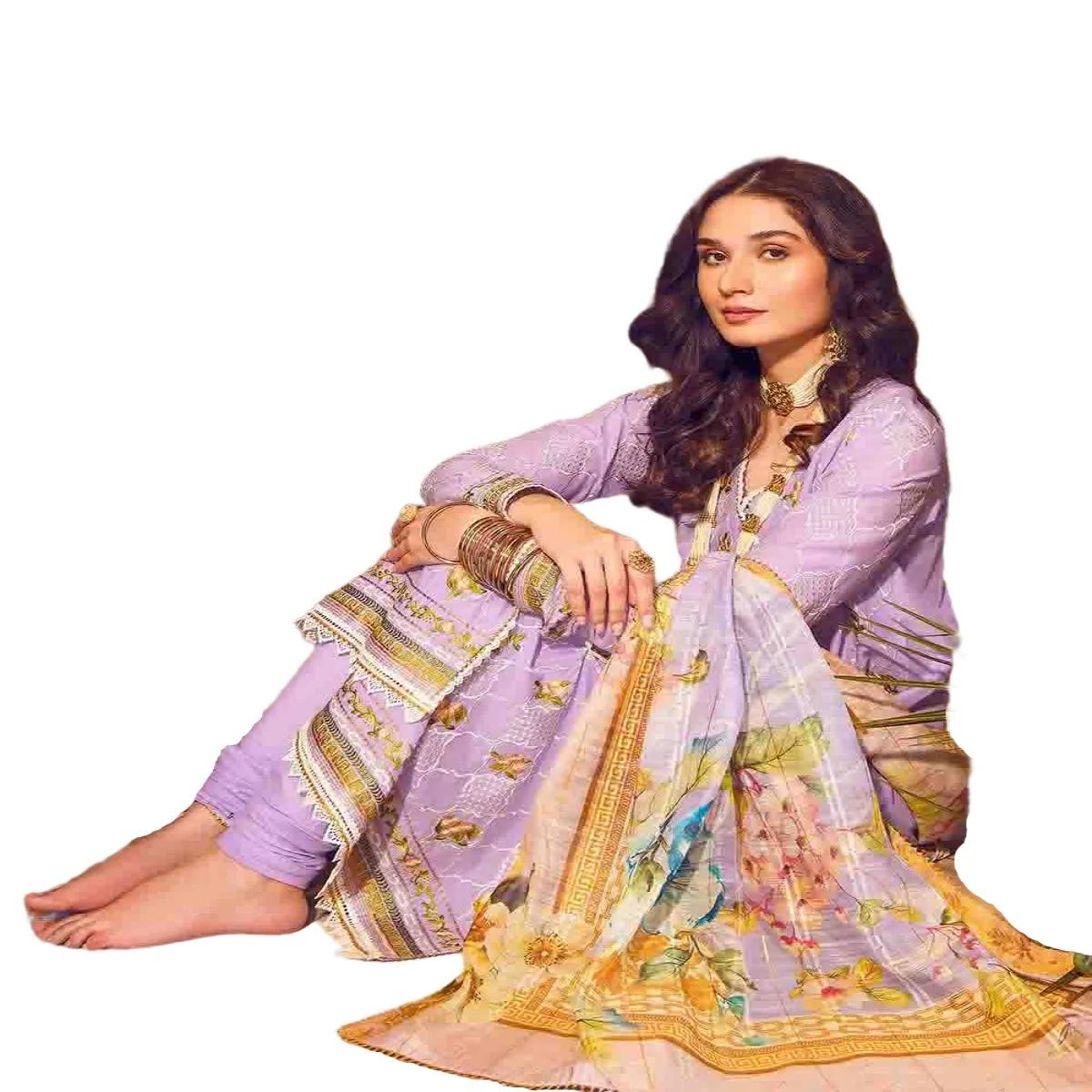 Gul Ahmed Dress for Women Embroidered Lawn 3-Piece Unstitched Suit with Jacquard Dupatta FE-32042