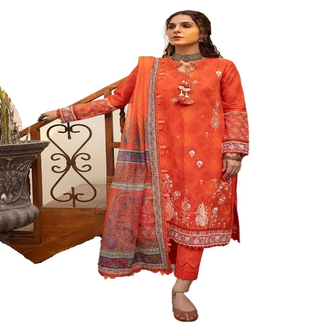 Gul Ahmed Embroidered 3-Piece Lacquer Printed Lawn Unstitched Suit with Khaddi Net Dupatta CN-32020