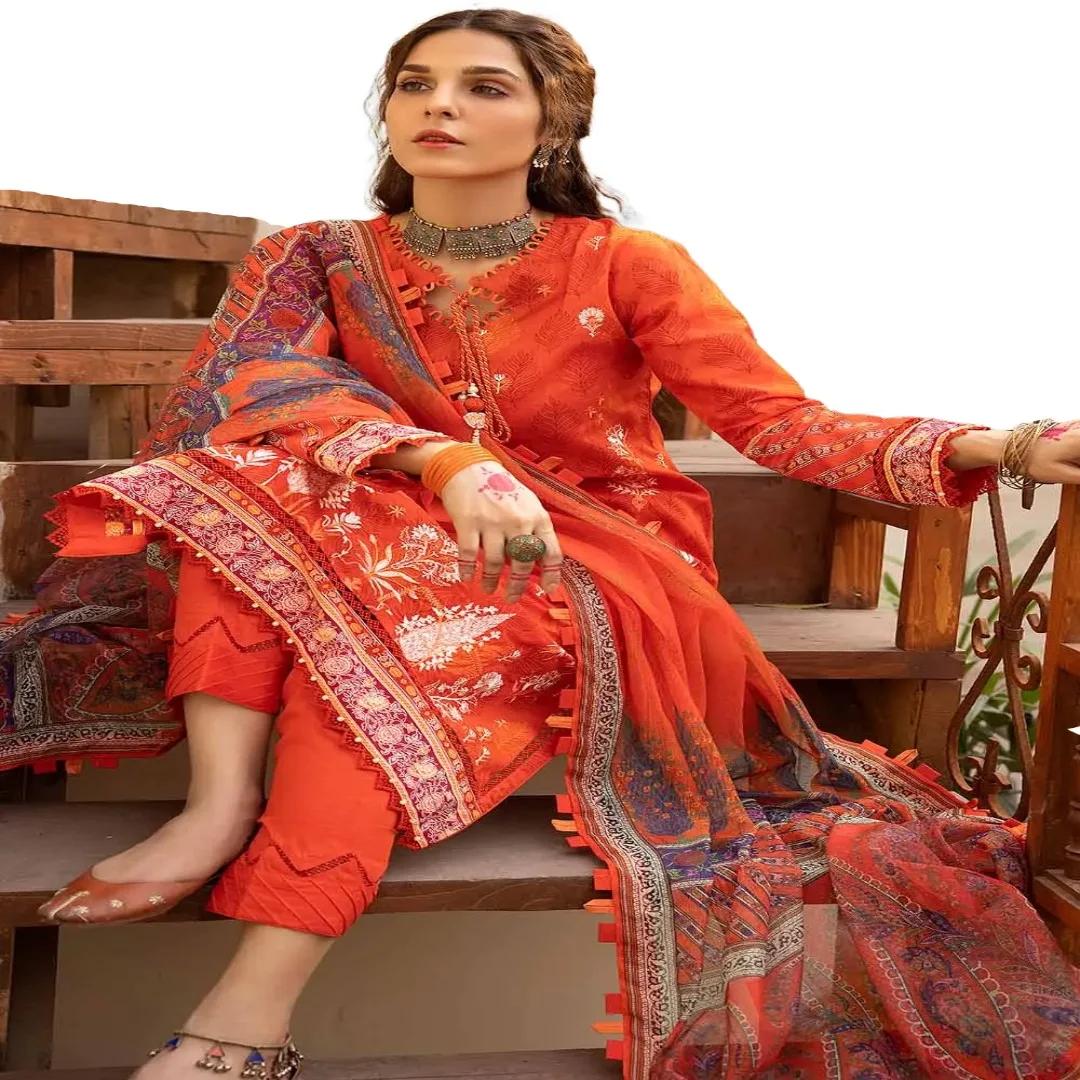 Gul Ahmed Embroidered 3-Piece Lacquer Printed Lawn Unstitched Suit with Khaddi Net Dupatta CN-32020