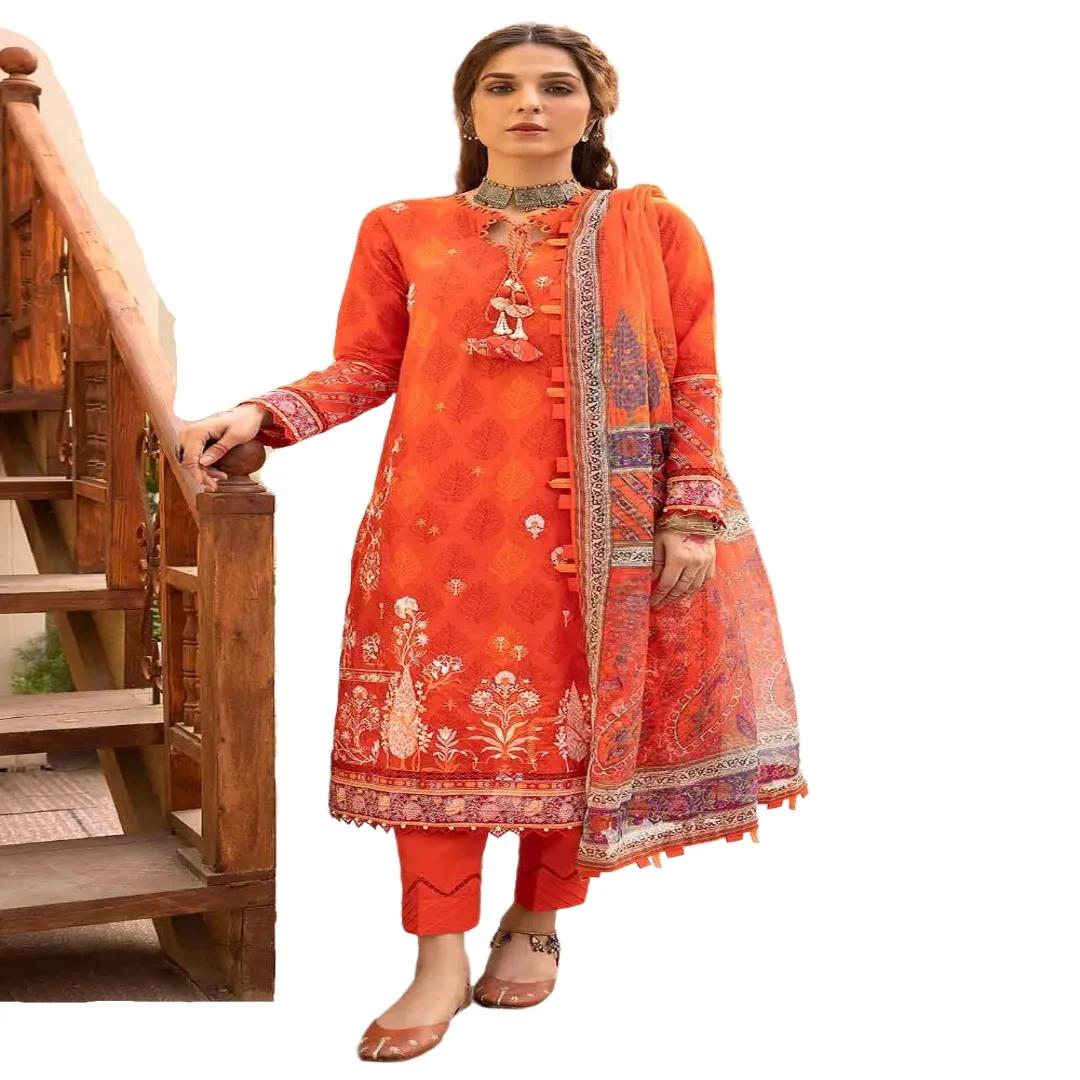 Gul Ahmed Embroidered 3-Piece Lacquer Printed Lawn Unstitched Suit with Khaddi Net Dupatta CN-32020