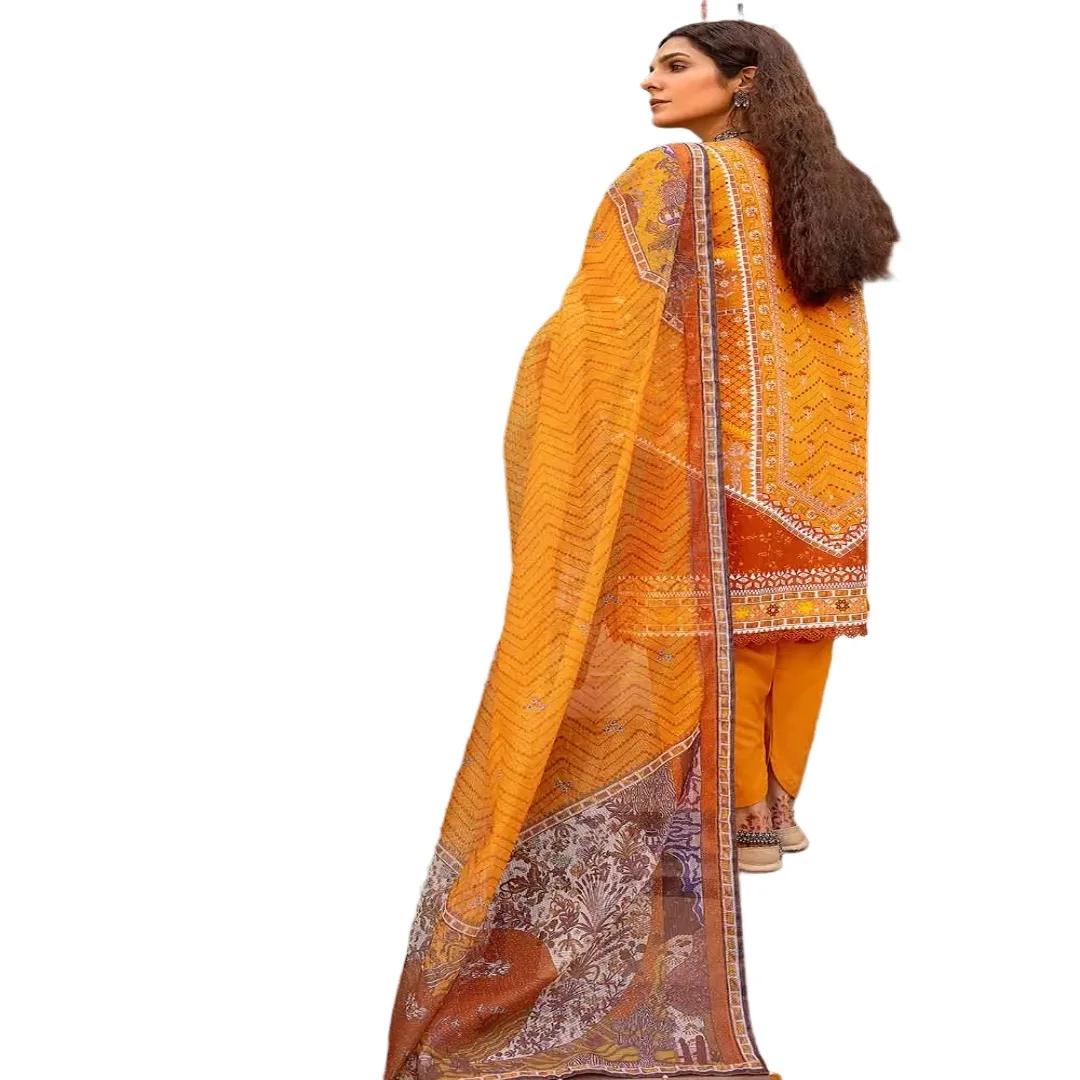 Gul Ahmed Embroidered 3-Piece Lacquer Printed Lawn Unstitched Suit with Khaddi Net Dupatta CN-32019