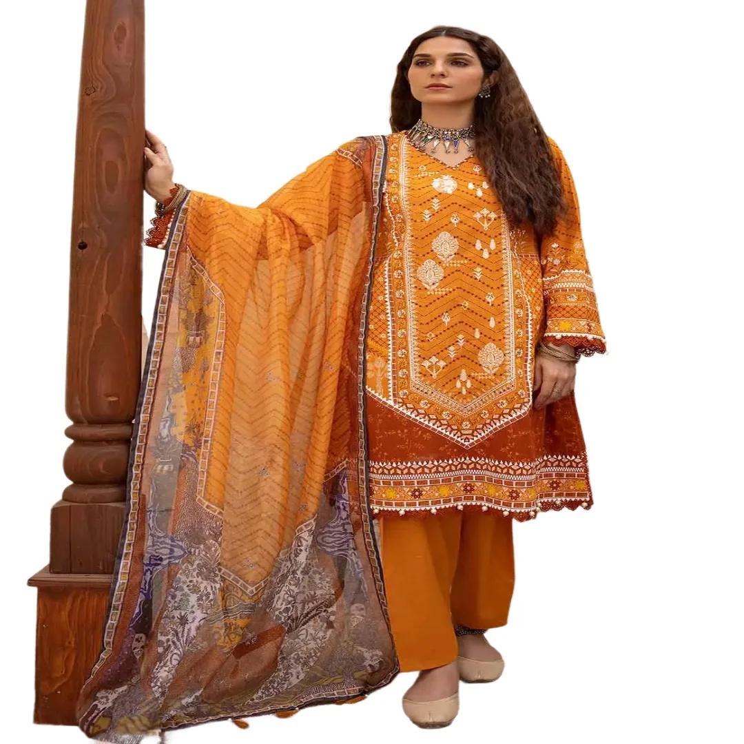 Gul Ahmed Embroidered 3-Piece Lacquer Printed Lawn Unstitched Suit with Khaddi Net Dupatta CN-32019