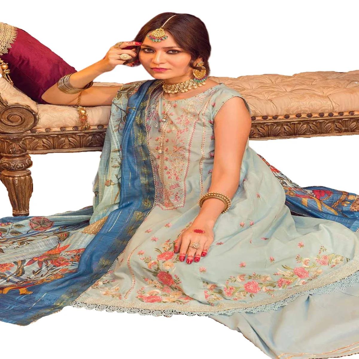 Gul Ahmed Embroidered Lawn Unstitched Suit with Jacquard Dupatta FE-32040