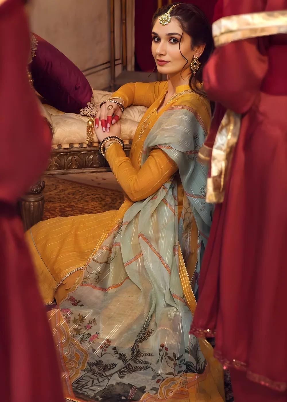 Gul Ahmed Embroidered Paper Cotton 3-Piece Unstitched Suit with Chiffon Dupatta FE-32107