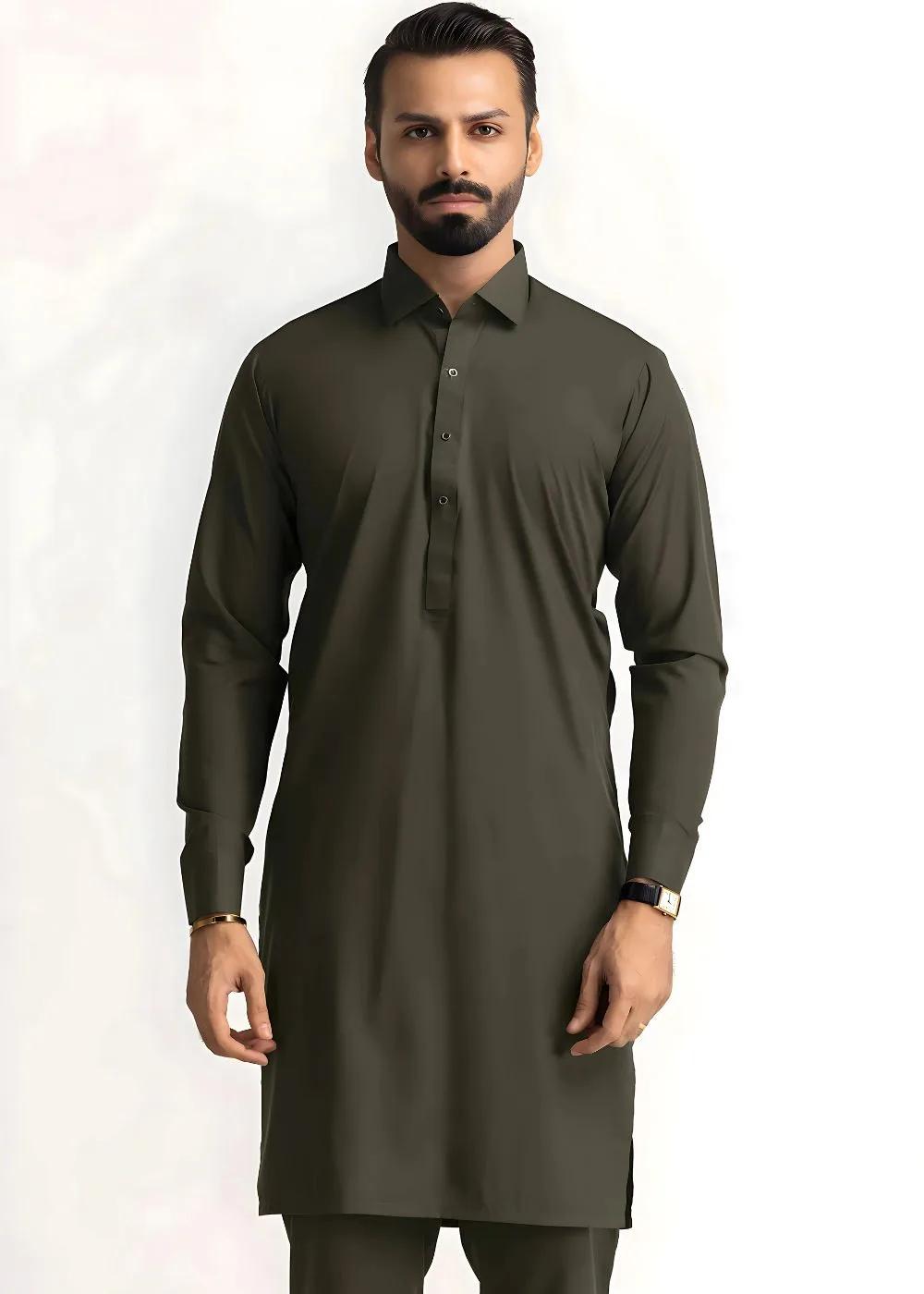 Gul Ahmed Gul 9000 (P-Ultra Soft) NS Leaf Green Premium Fine 100% Cotton Unstitched Fabric Suit