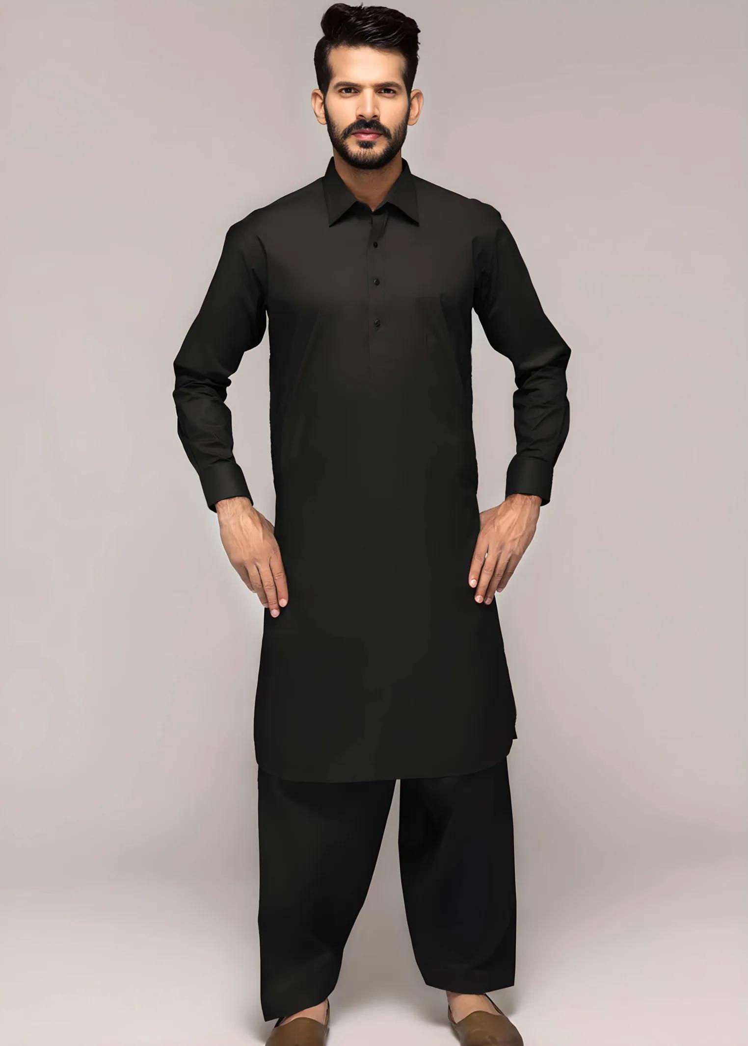 Gul Ahmed Gul Cotilla-NS Black Premium Fine 100% Cotton Unstitched Fabric Suit