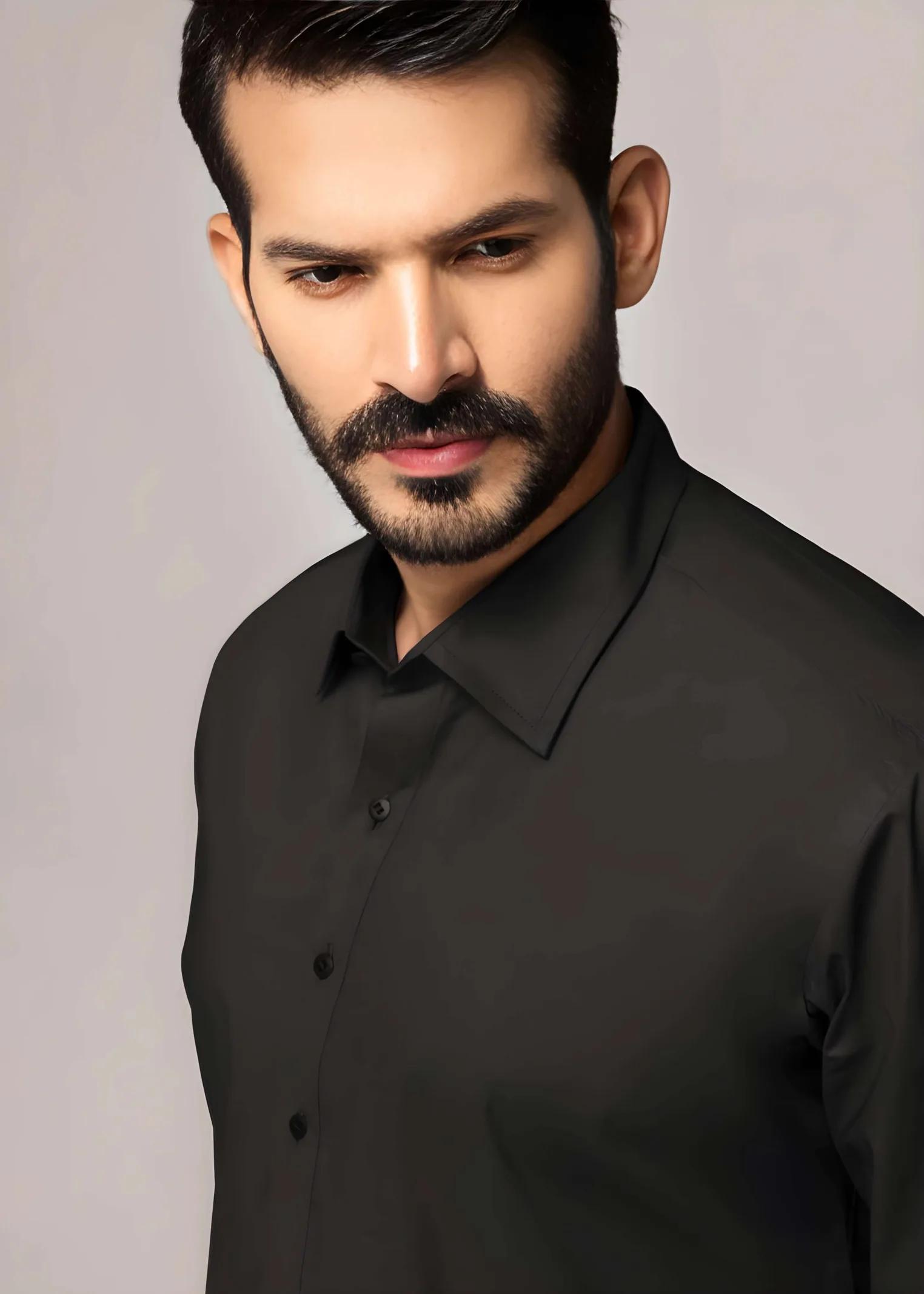 Gul Ahmed Gul Cotilla-NS Black Premium Fine 100% Cotton Unstitched Fabric Suit