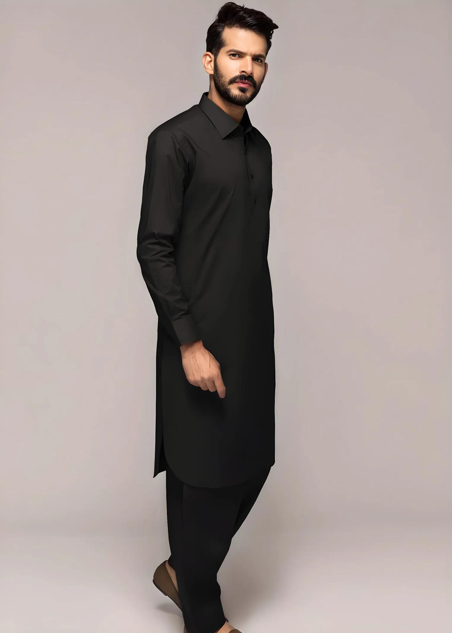 Gul Ahmed Gul Cotilla-NS Black Premium Fine 100% Cotton Unstitched Fabric Suit