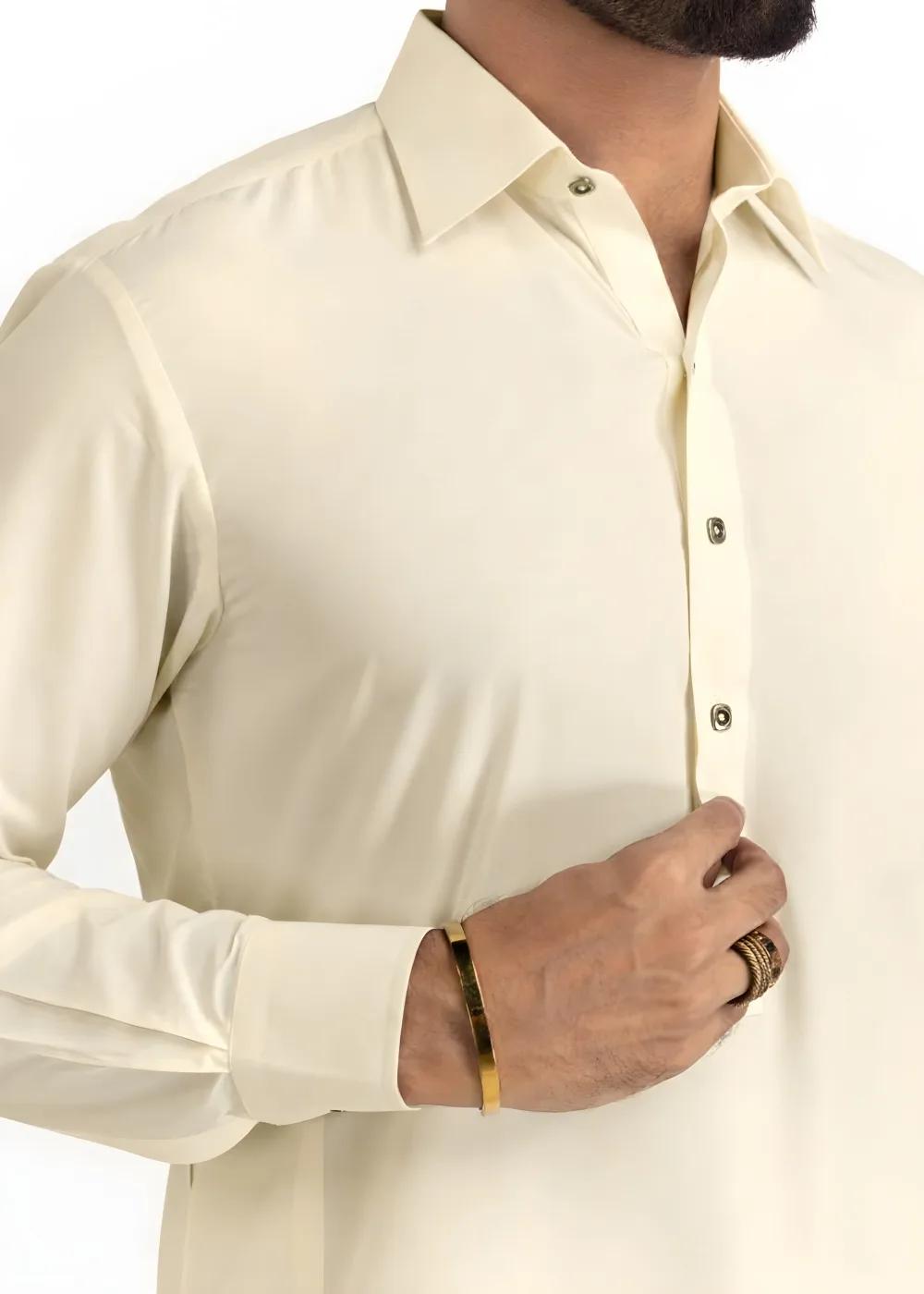 Gul Ahmed Gul Cotilla-NS Cream Premium Fine 100% Cotton Unstitched Fabric Suit