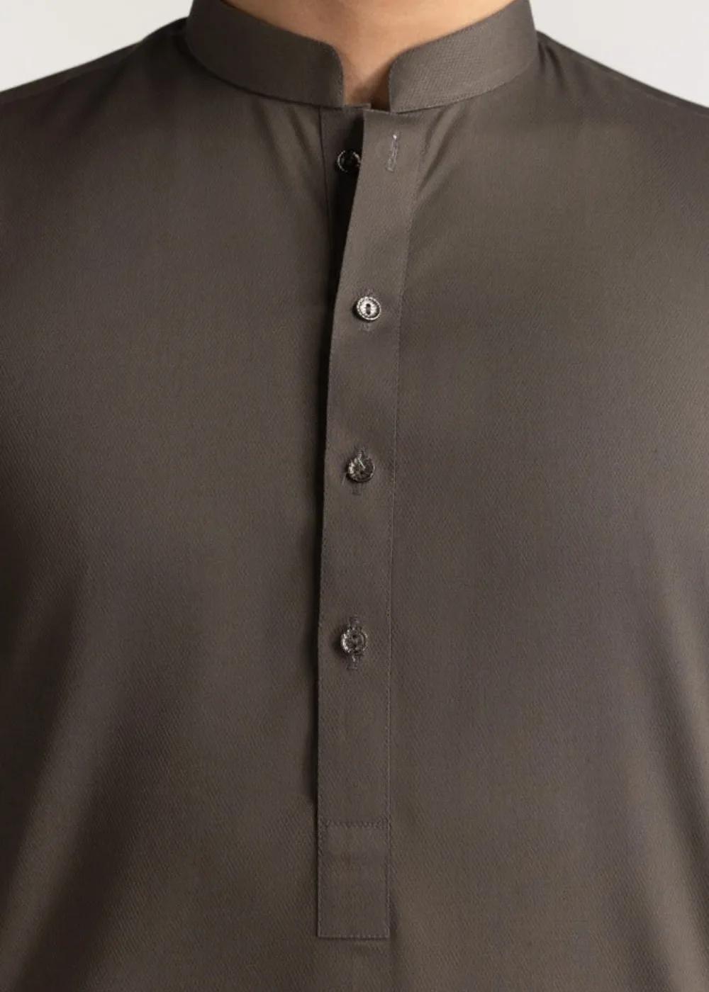 Gul Ahmed Gul Cotilla-NS Dark Brown Premium Fine 100% Cotton Unstitched Fabric Suit