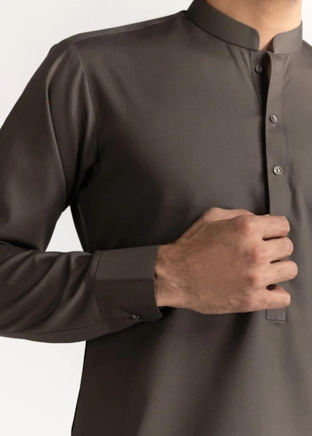 Gul Ahmed Gul Cotilla-NS Dark Brown Premium Fine 100% Cotton Unstitched Fabric Suit