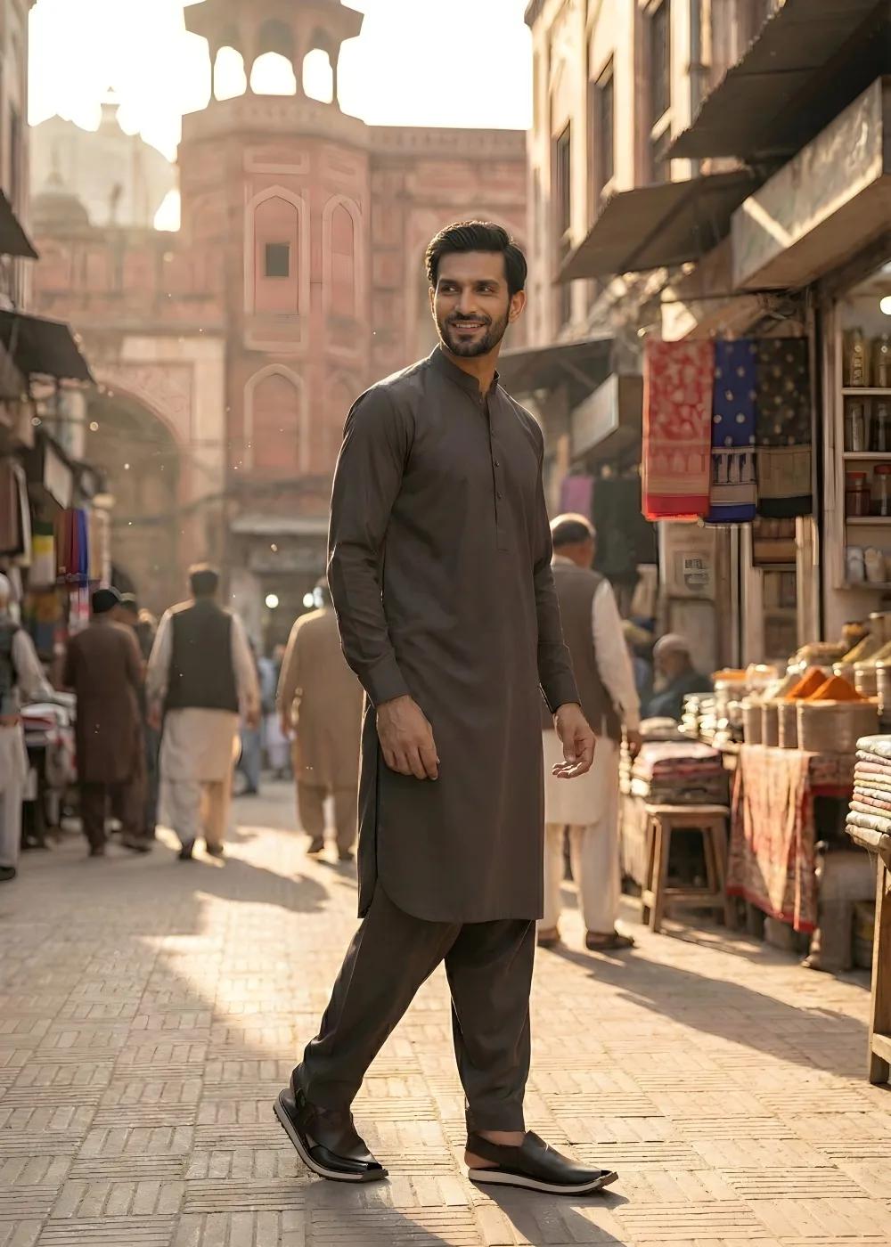 Gul Ahmed Gul Cotilla-NS Dark Brown Premium Fine 100% Cotton Unstitched Fabric Suit