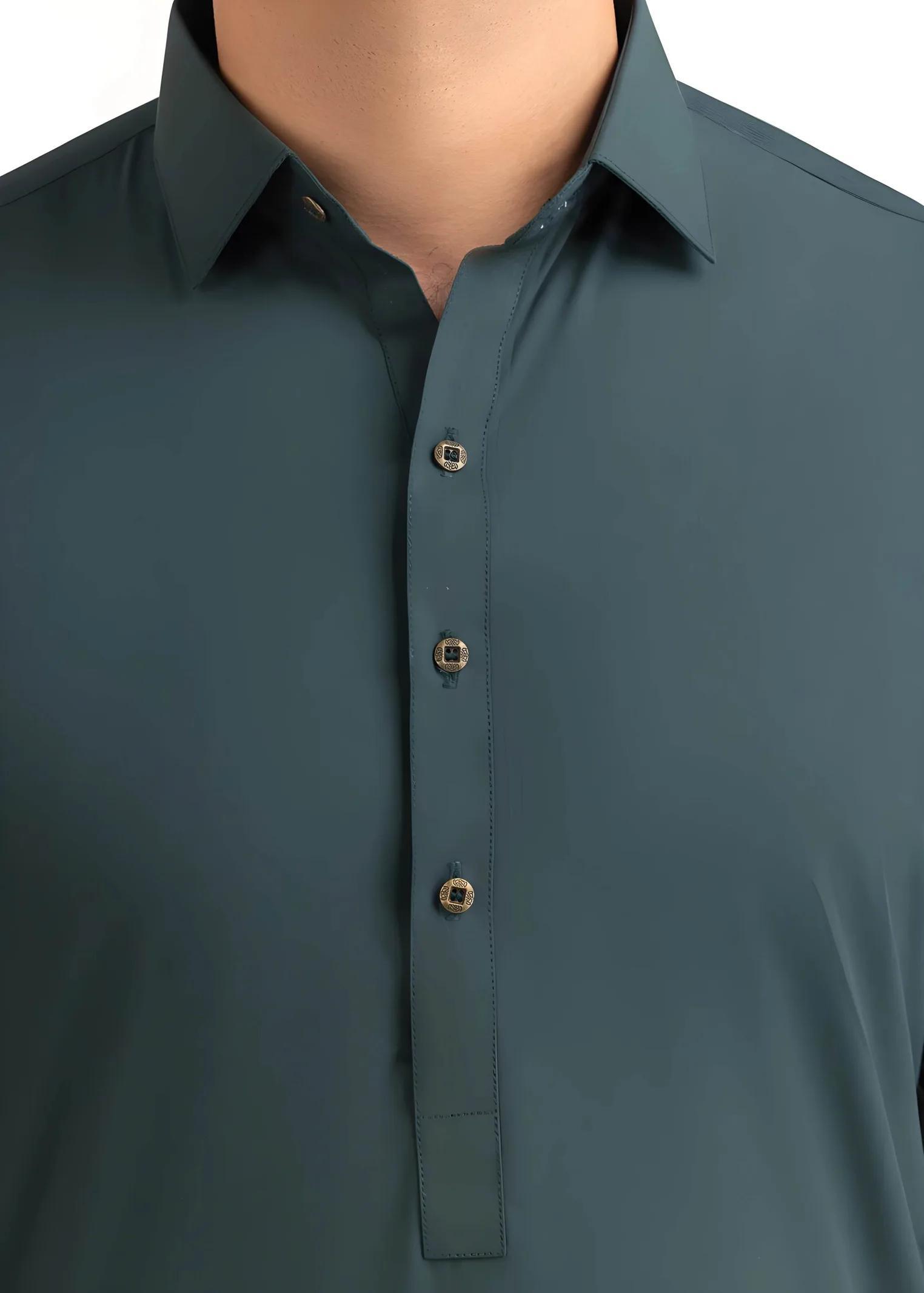 Gul Ahmed Gul Cotilla-NS Dark Green Premium Fine 100% Cotton Unstitched Fabric Suit