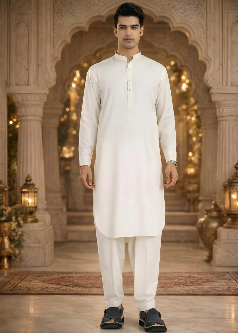 Gul Ahmed Gul Cotilla-NS Off White Premium Fine 100% Cotton Unstitched Fabric Suit