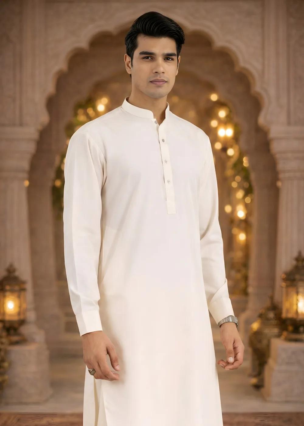 Gul Ahmed Gul Cotilla-NS Off White Premium Fine 100% Cotton Unstitched Fabric Suit