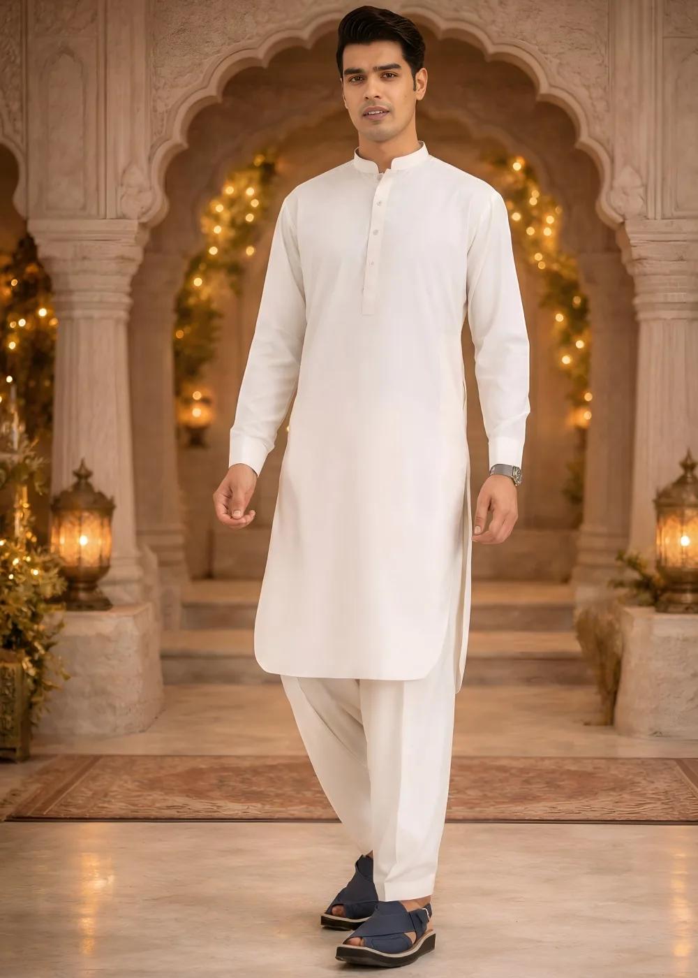 Gul Ahmed Gul Cotilla-NS Off White Premium Fine 100% Cotton Unstitched Fabric Suit