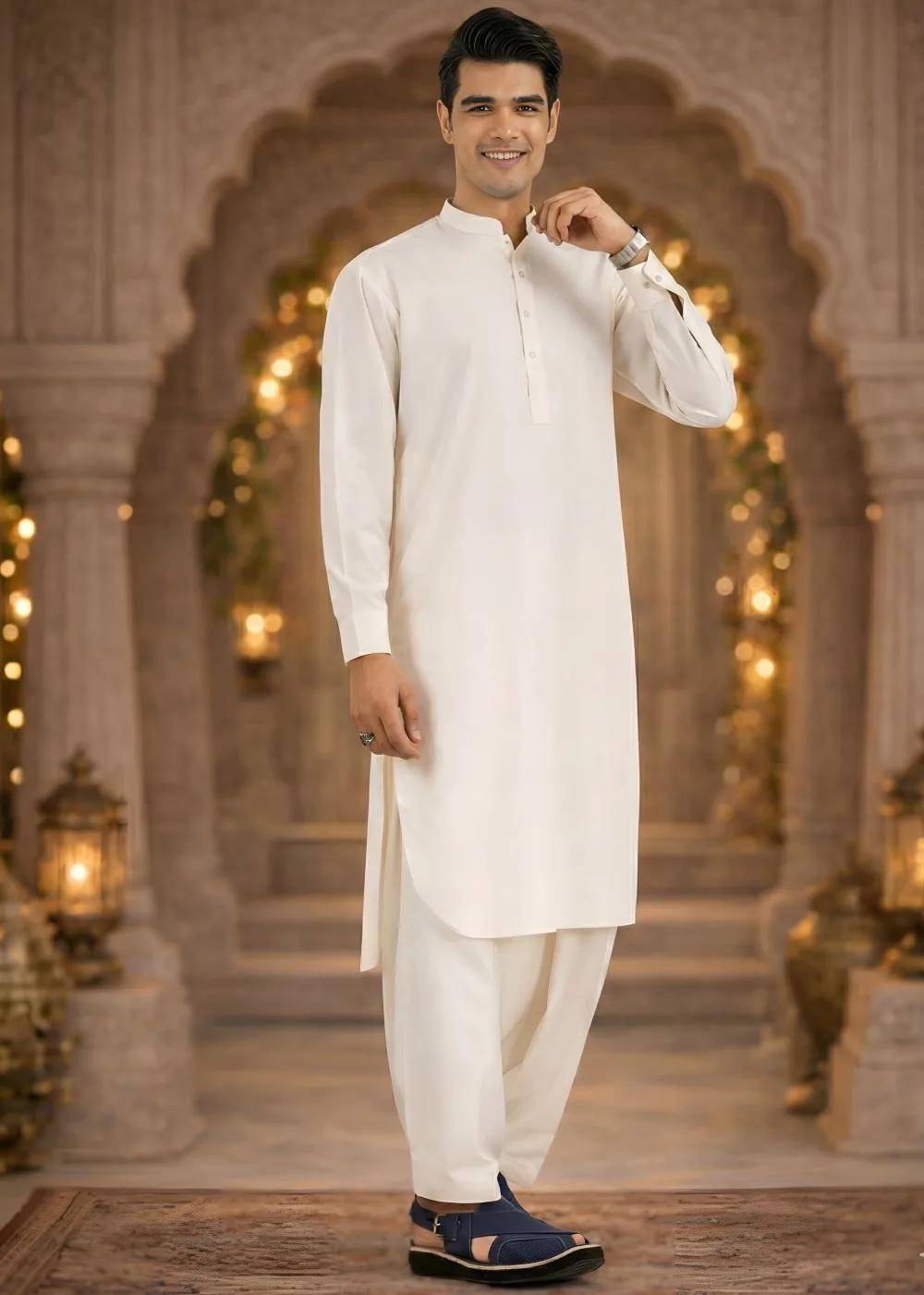 Gul Ahmed Gul Cotilla-NS Off White Premium Fine 100% Cotton Unstitched Fabric Suit