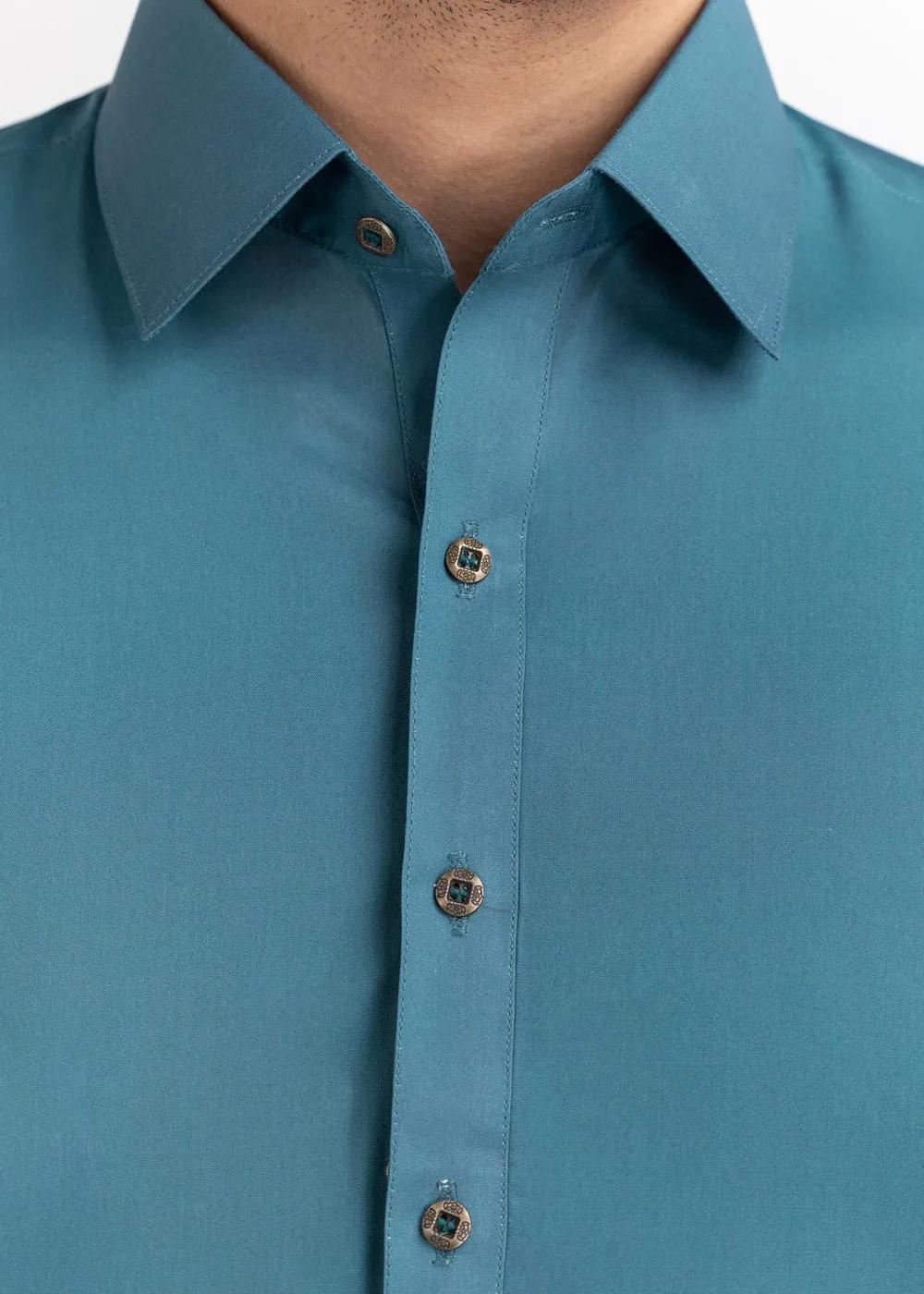 Gul Ahmed Gul Cotilla-NS Teal Premium Fine 100% Cotton Unstitched Fabric Suit
