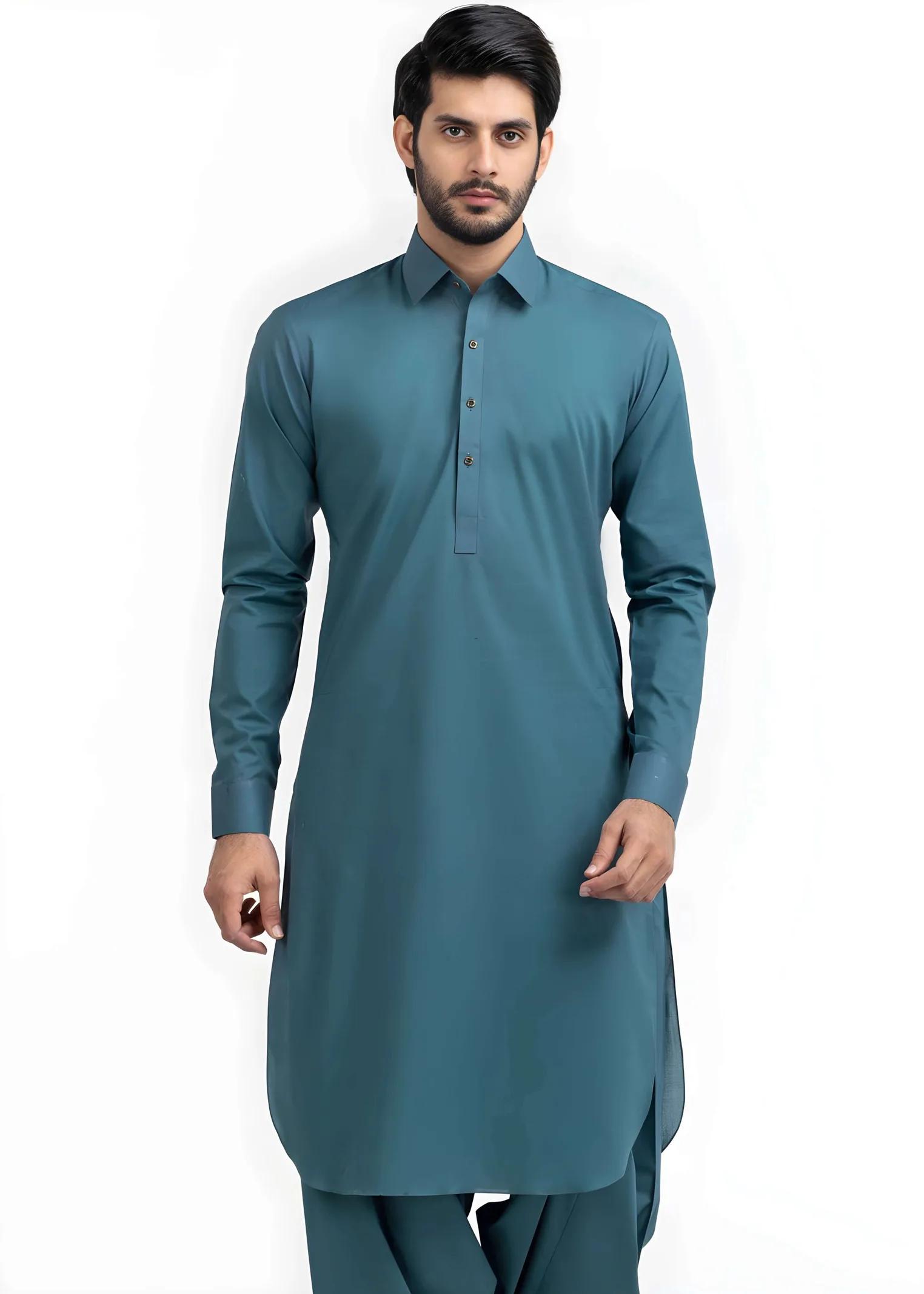 Gul Ahmed Gul Cotilla-NS Teal Premium Fine 100% Cotton Unstitched Fabric Suit