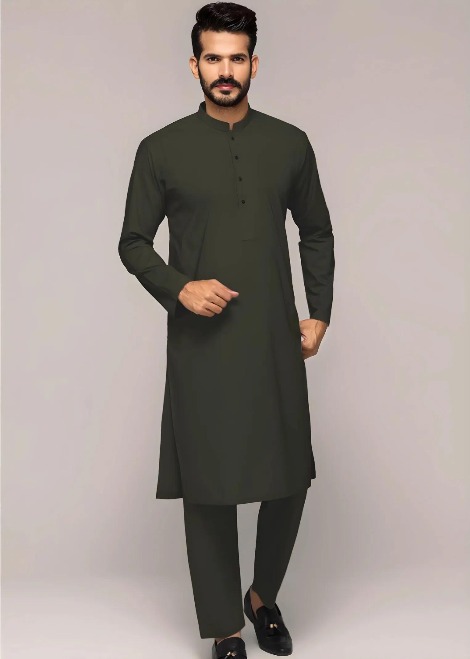 Gul Ahmed Kai Green Cotton Unstitched Fabric Cool Breeze Ultra Soft Finish Suit