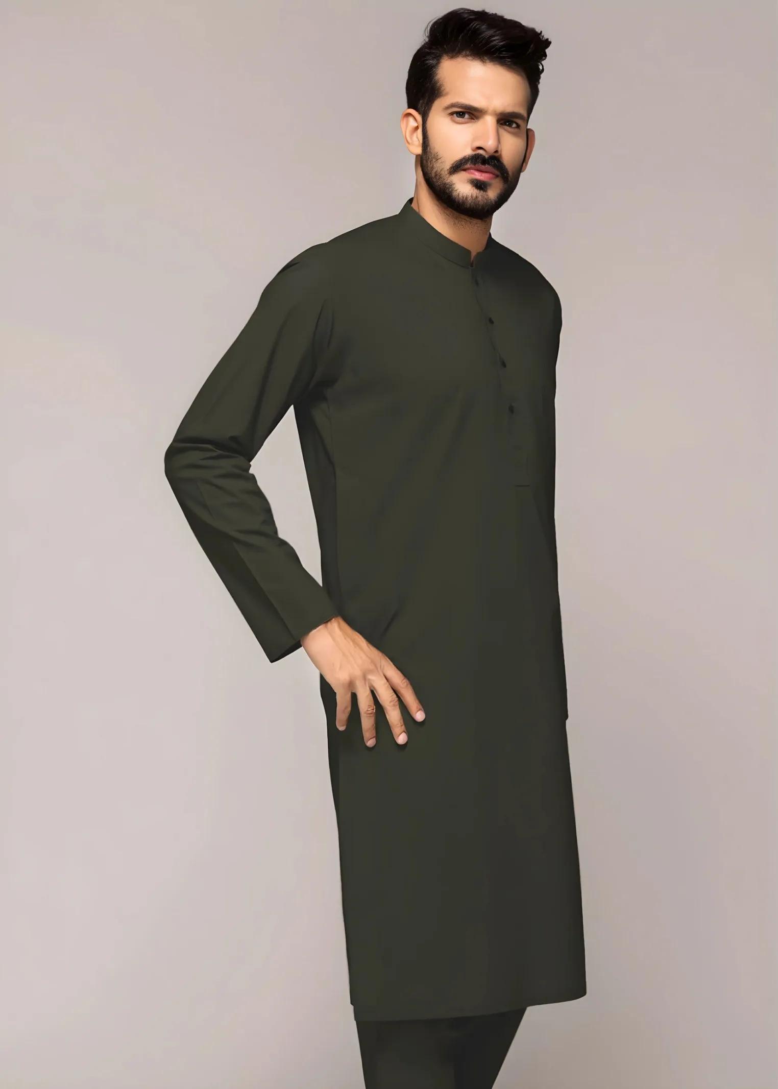 Gul Ahmed Kai Green Cotton Unstitched Fabric Cool Breeze Ultra Soft Finish Suit